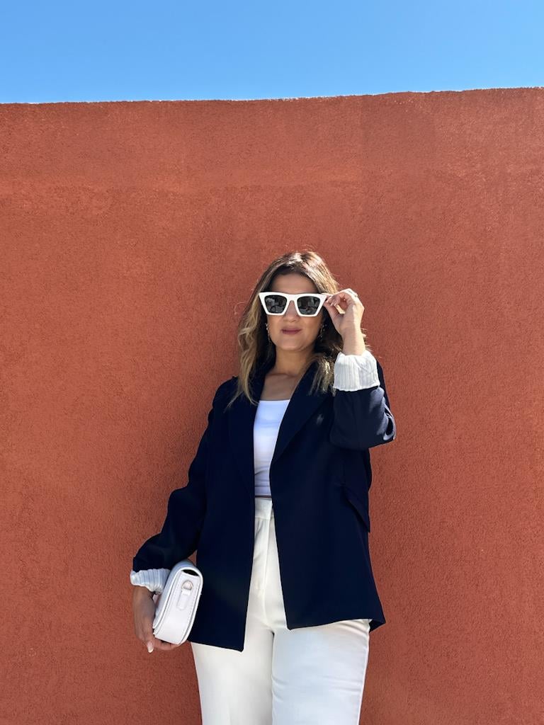 Premium Seri Astarlı Çizgili Blazer Ceket Lacivert