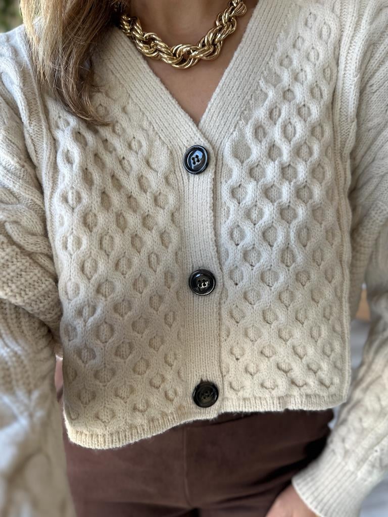 Robin Düğmeli Örme Tok Triko Kazak Taş