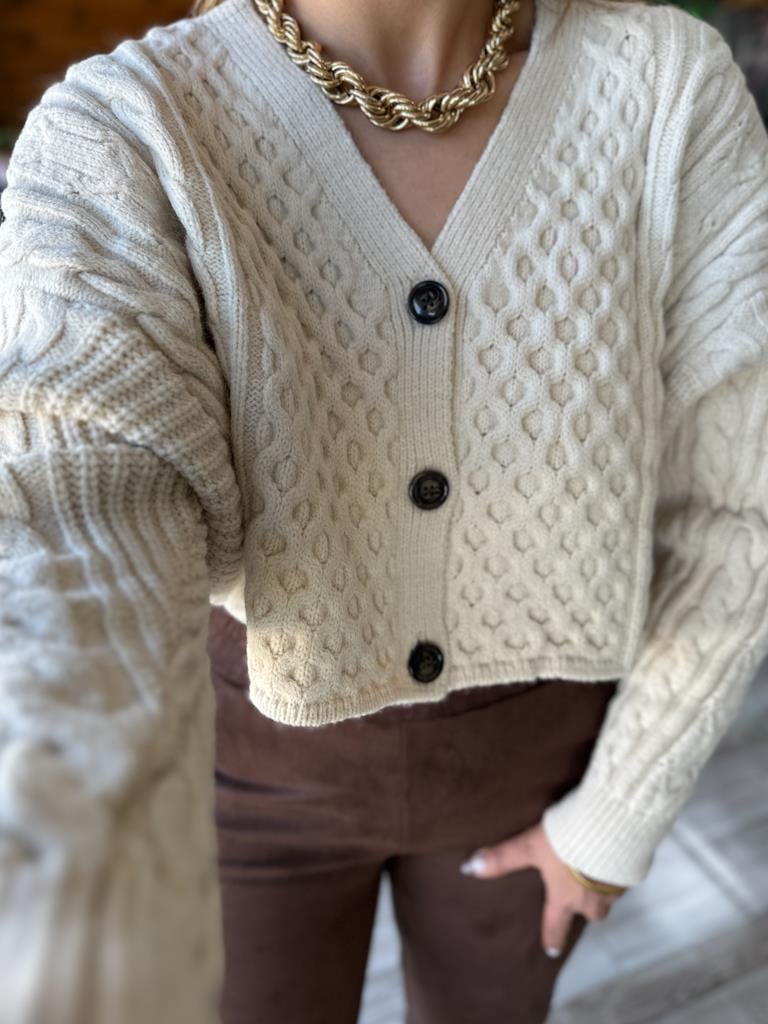 Robin Düğmeli Örme Tok Triko Kazak Taş