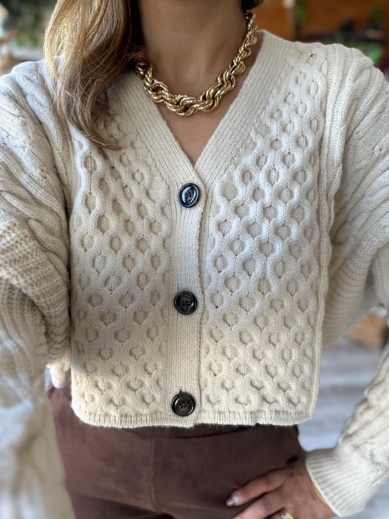 Robin Düğmeli Örme Tok Triko Kazak Taş