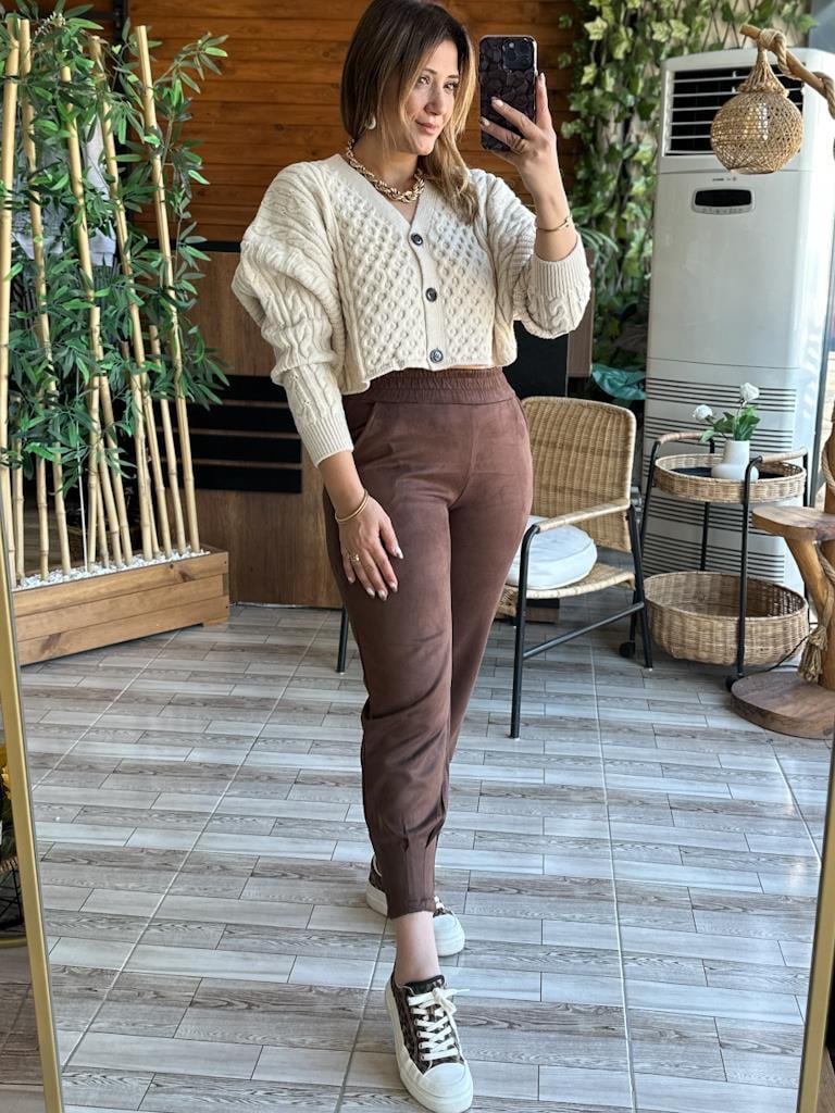 Robin Düğmeli Örme Tok Triko Kazak Taş