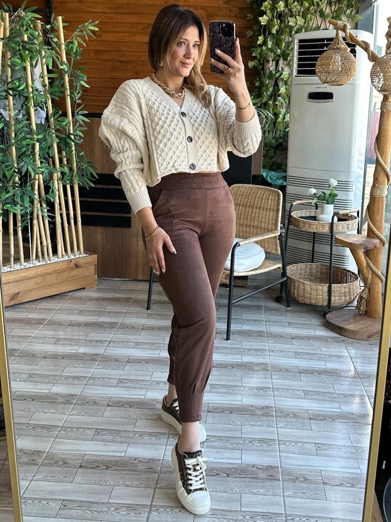 Robin Düğmeli Örme Tok Triko Kazak Taş