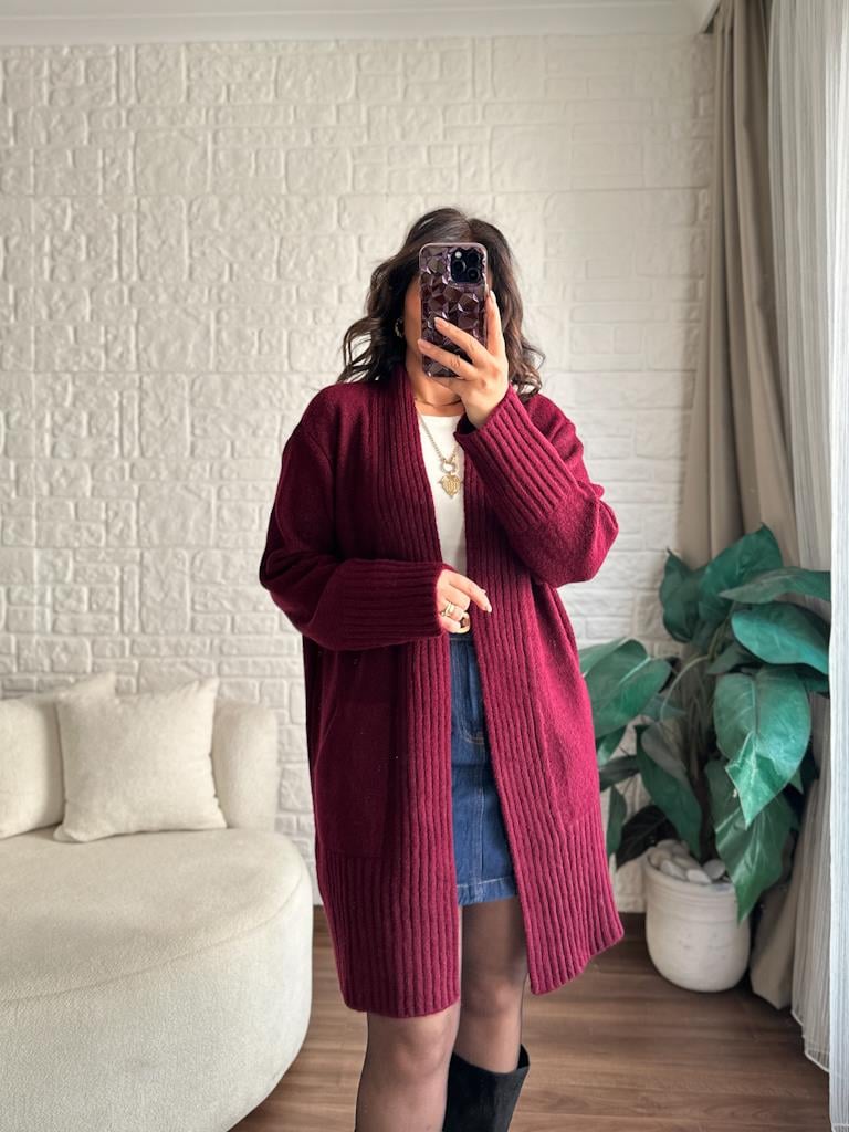 Salaş Örme Hırka Bordo