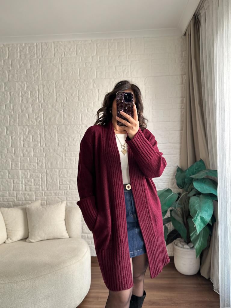 Salaş Örme Hırka Bordo