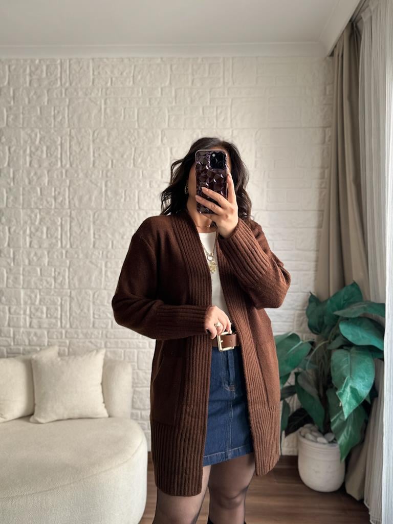 Salaş Örme Hırka Kahverengi