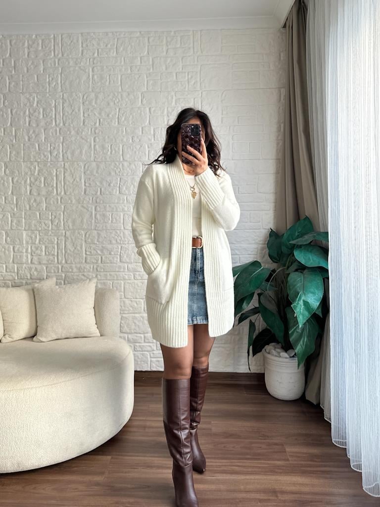 Salaş Örme Hırka Krem