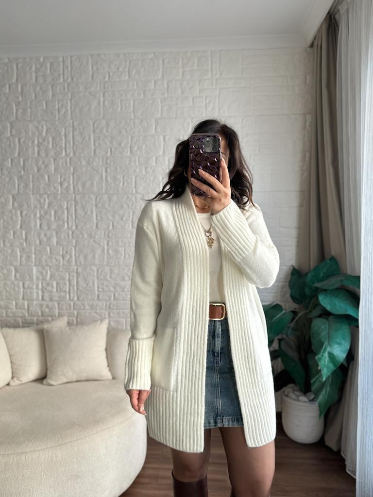 Salaş Örme Hırka Krem