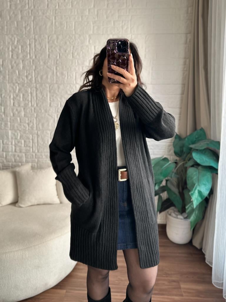 Salaş Örme Hırka Siyah