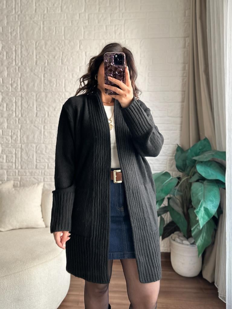 Salaş Örme Hırka Siyah