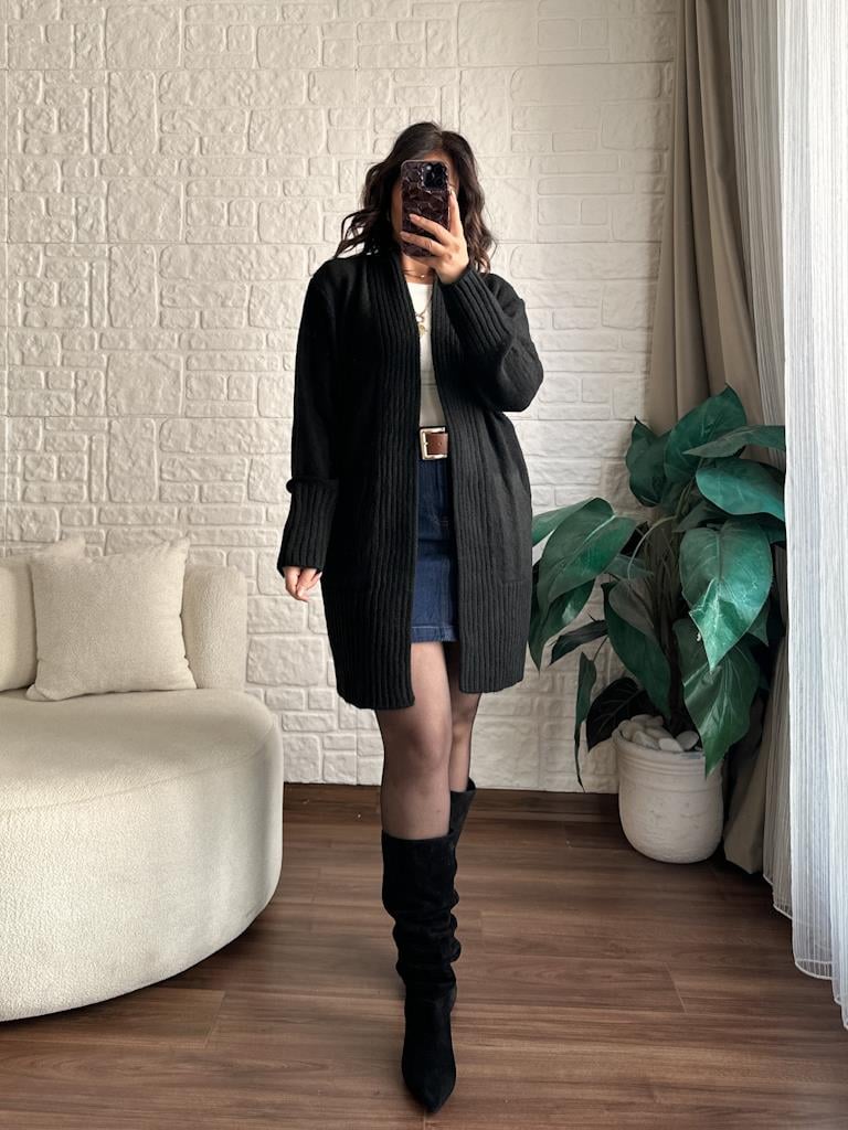 Salaş Örme Hırka Siyah