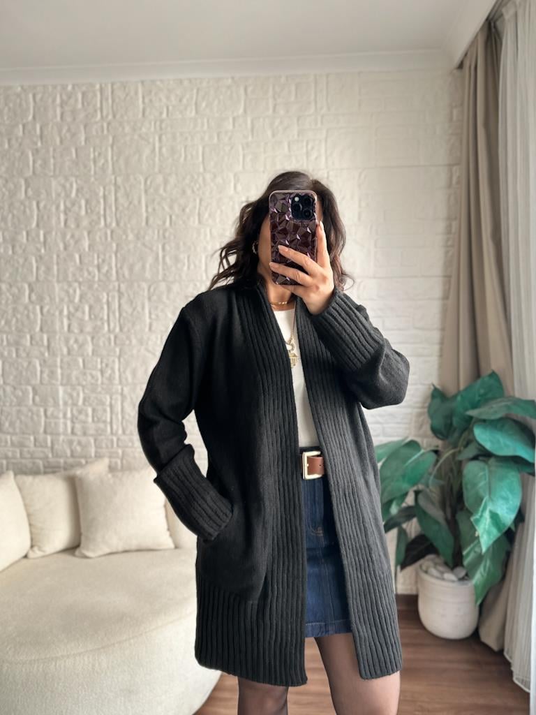 Salaş Örme Hırka Siyah