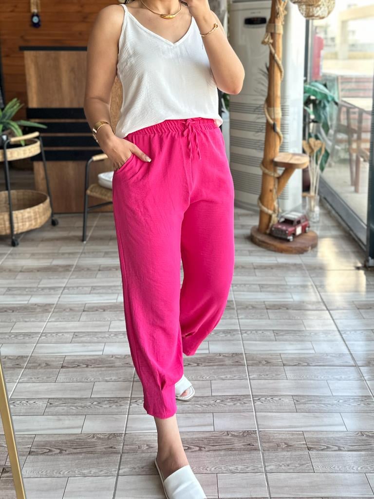 Şeker Pembe İthal Aerobin Paça Pens Detay Pantolon