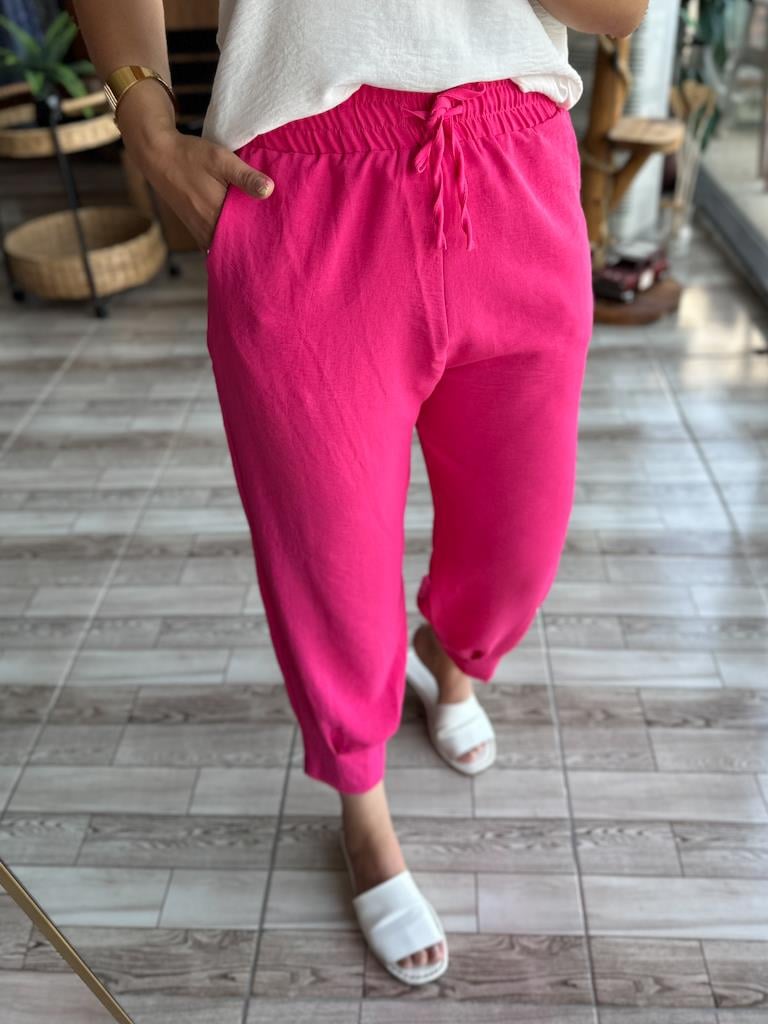 Şeker Pembe İthal Aerobin Paça Pens Detay Pantolon