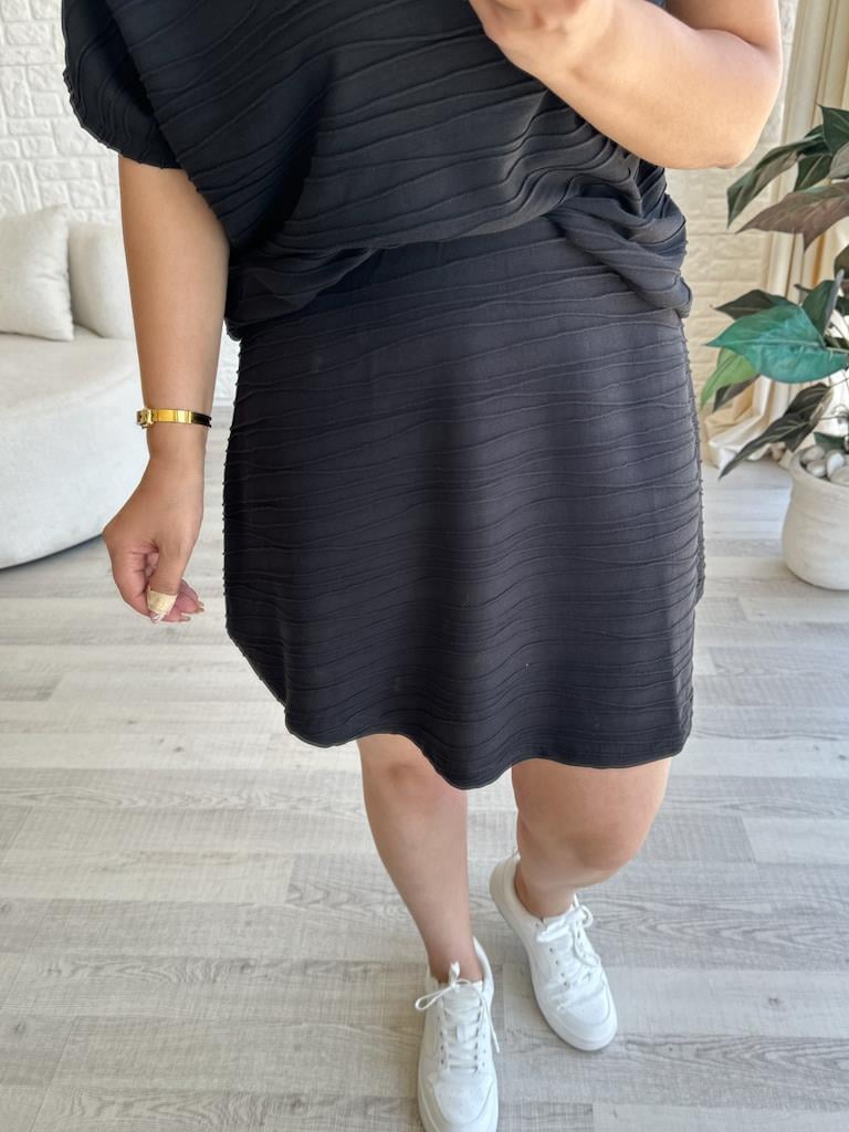 Siyah Mini Etekli Örme Takım