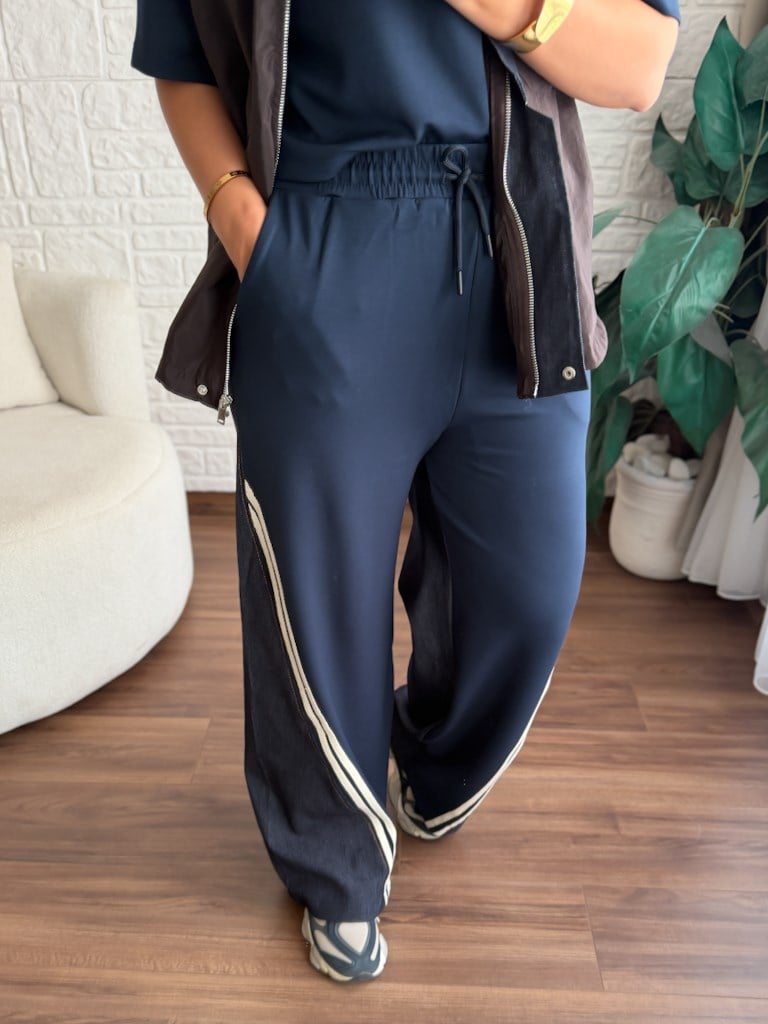Tasarım Jean Detaylı Yelek Bluz Pantolon Takım
