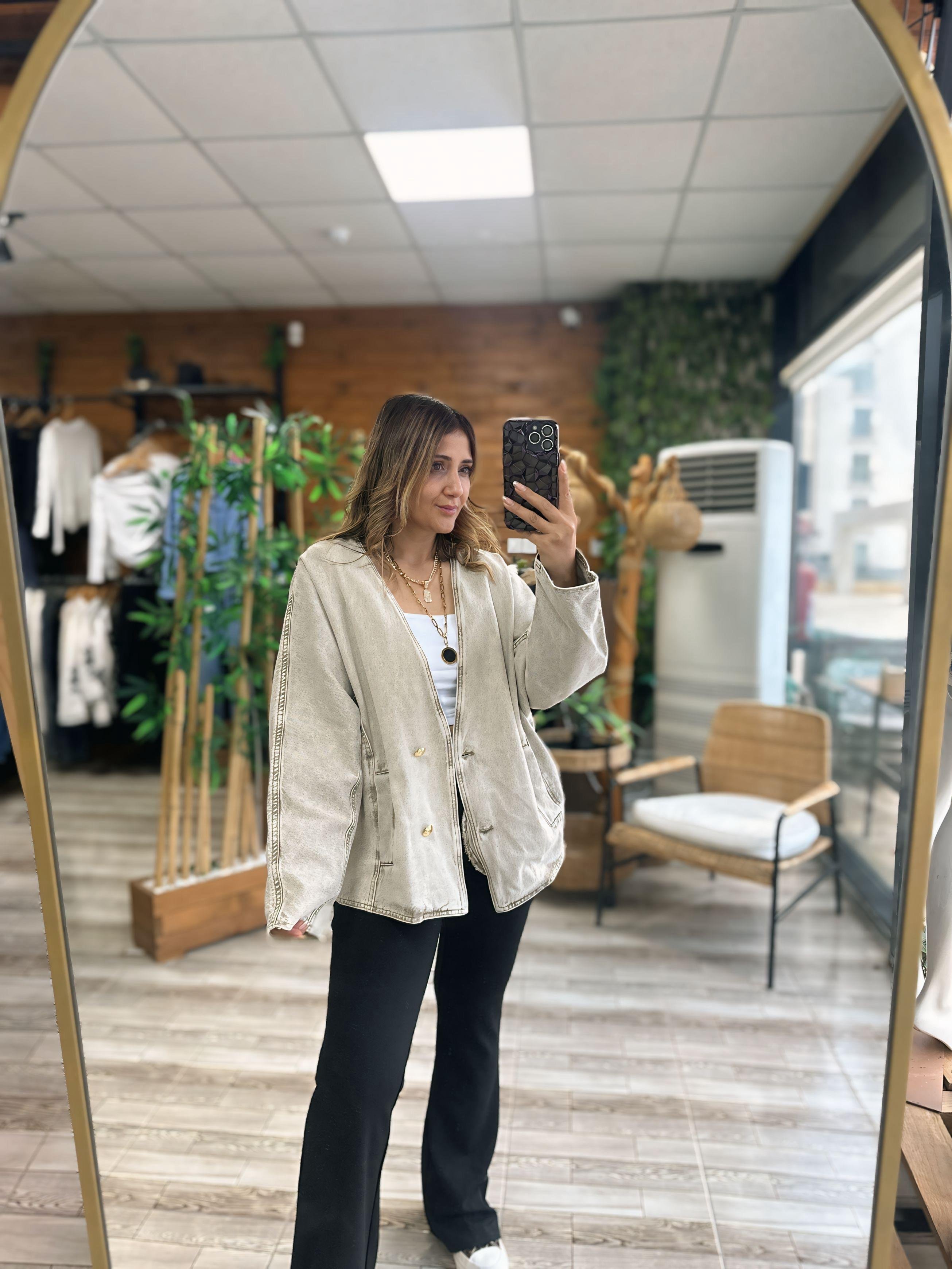 Tasarım Oversize Yarasa Kollu Ceket