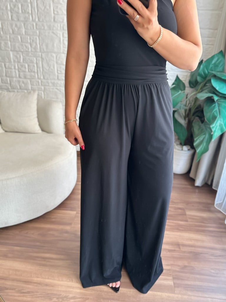 Tek Omuz Askılı Sanddy Kumaş Full Likra Tulum