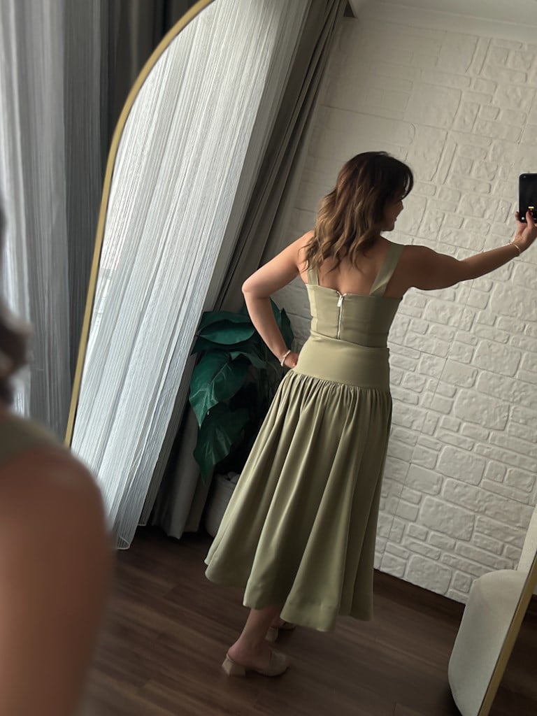 Yağ Yeşil  Kurdale Detaylı Premium Etek Büstiyer Takım