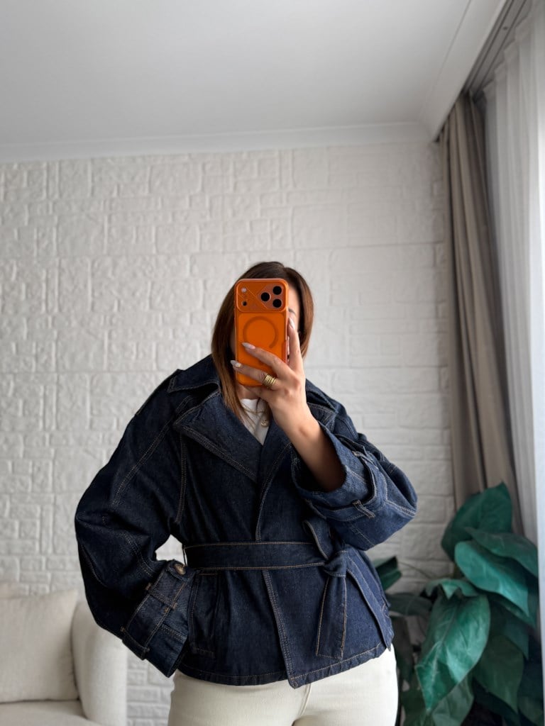 Yaka Kol Apoletli Kemerli Oversize Ceket