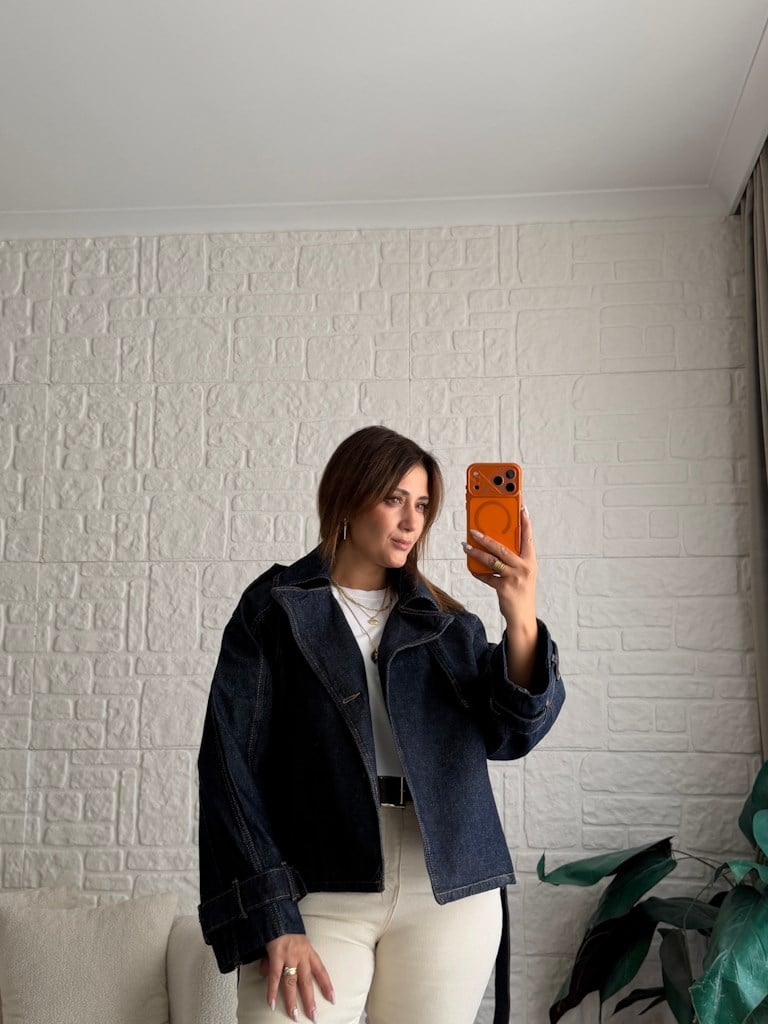 Yaka Kol Apoletli Kemerli Oversize Ceket