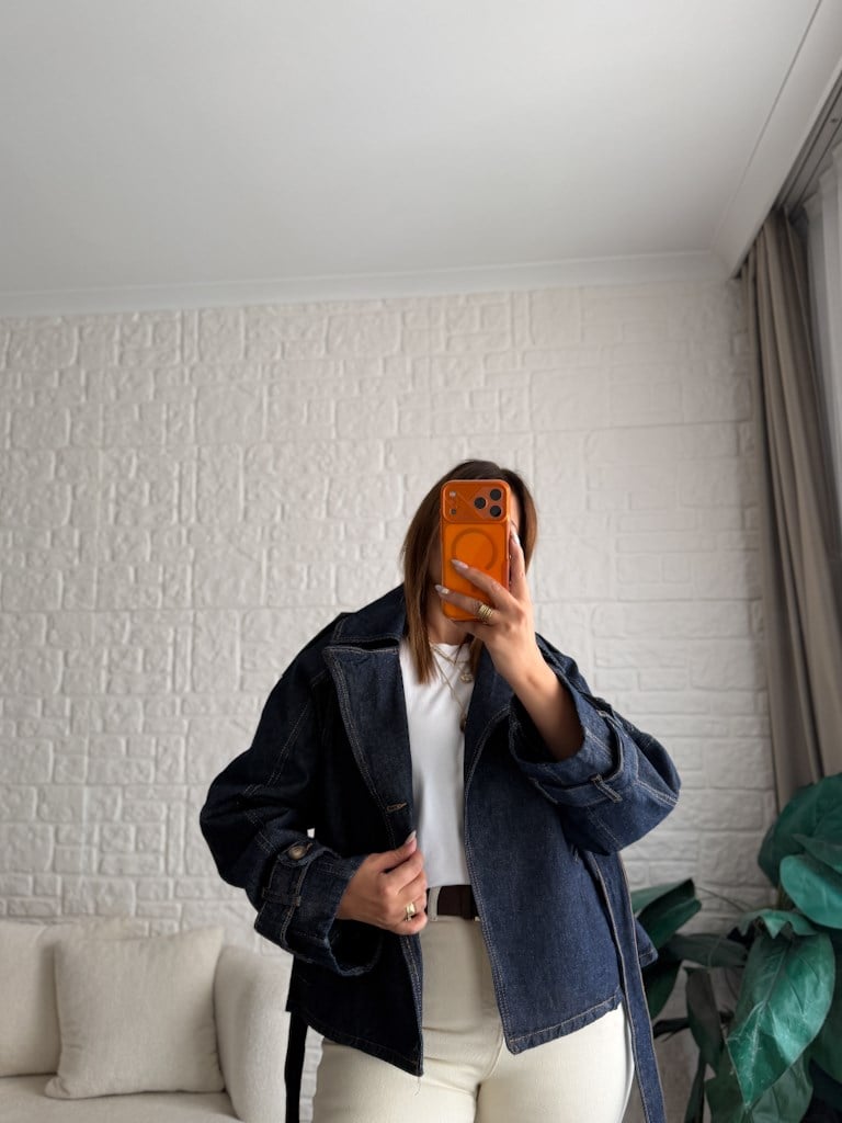 Yaka Kol Apoletli Kemerli Oversize Ceket