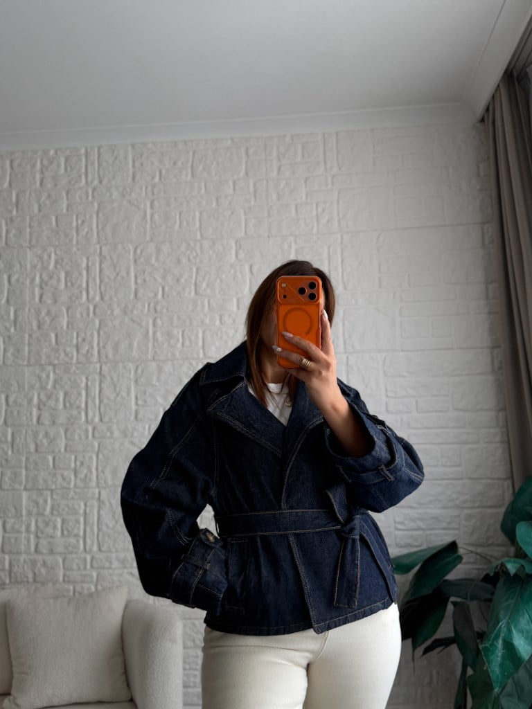 Yaka Kol Apoletli Kemerli Oversize Ceket