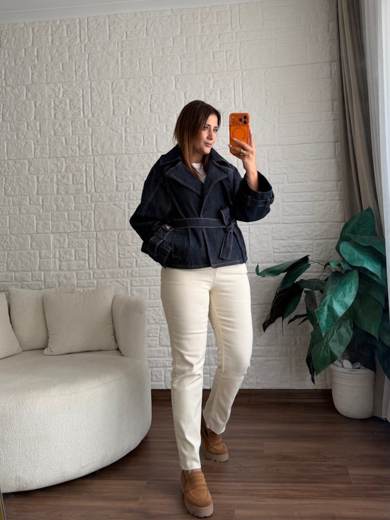 Yaka Kol Apoletli Kemerli Oversize Ceket