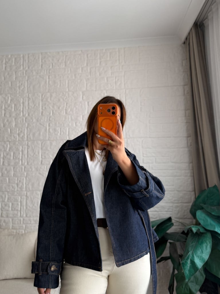 Yaka Kol Apoletli Kemerli Oversize Ceket