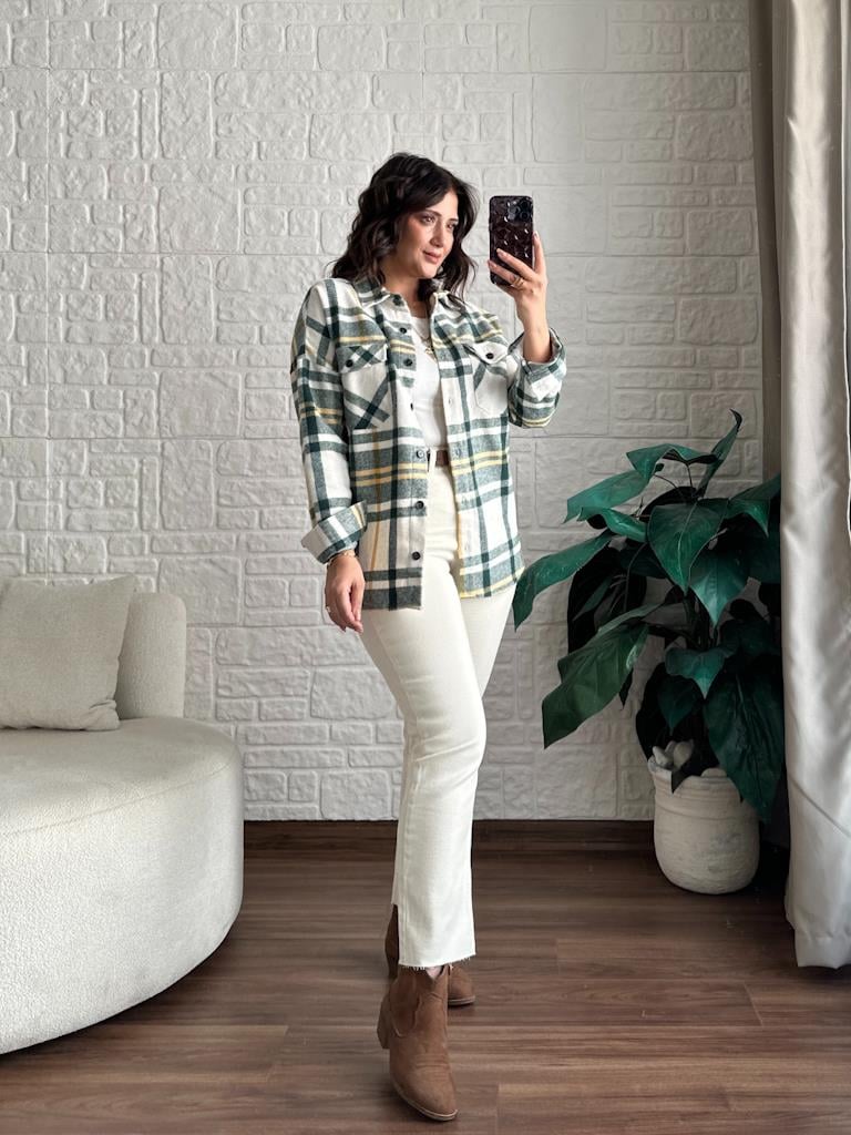 Yeşil Ekose Desen Oduncu Gömlek