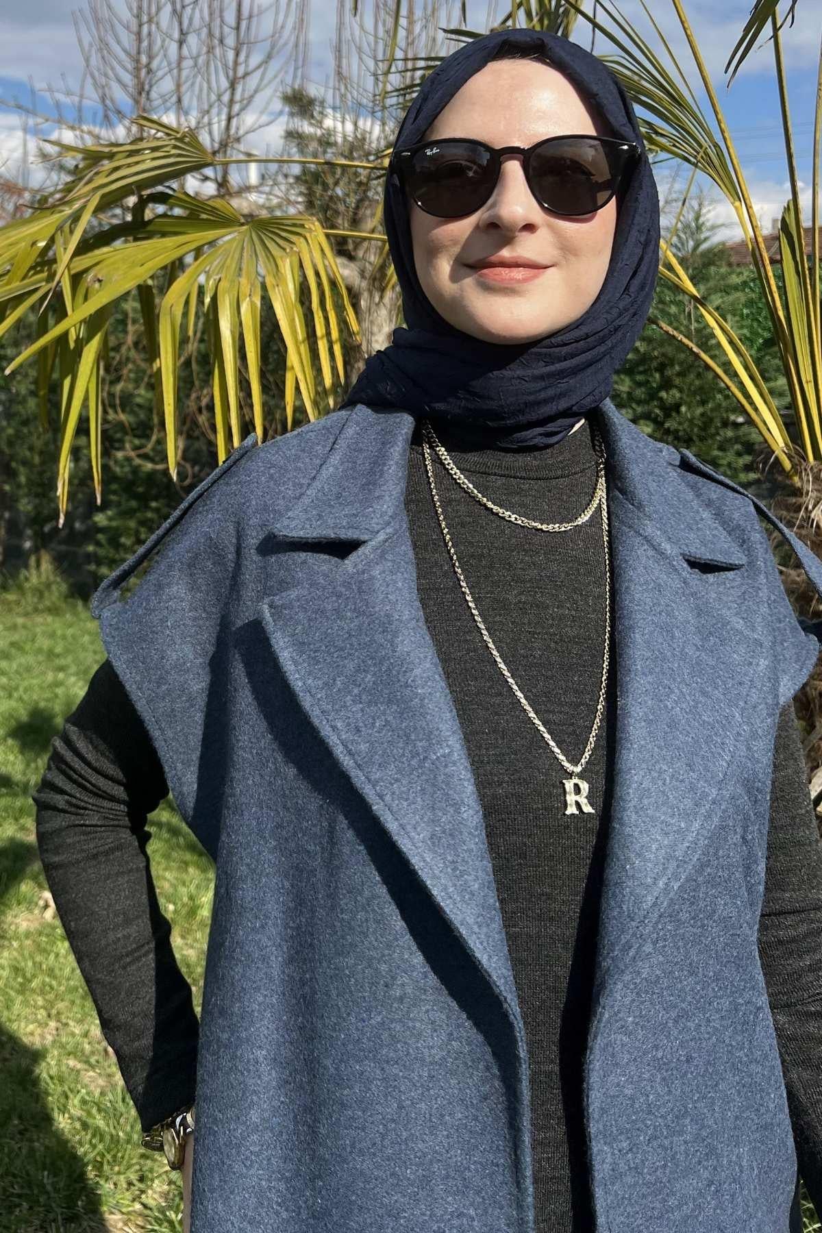 Apoletli Vizon Yelek | Rabia Şamlı | Tesettür Giyim, Elbise ve Kadın Giyim Modası