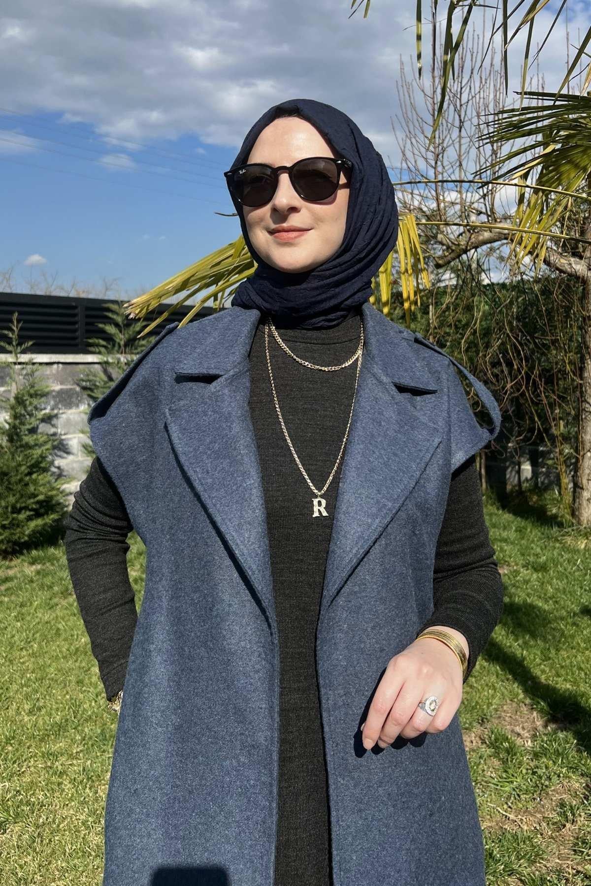 Apoletli Vizon Yelek | Rabia Şamlı | Tesettür Giyim, Elbise ve Kadın Giyim Modası
