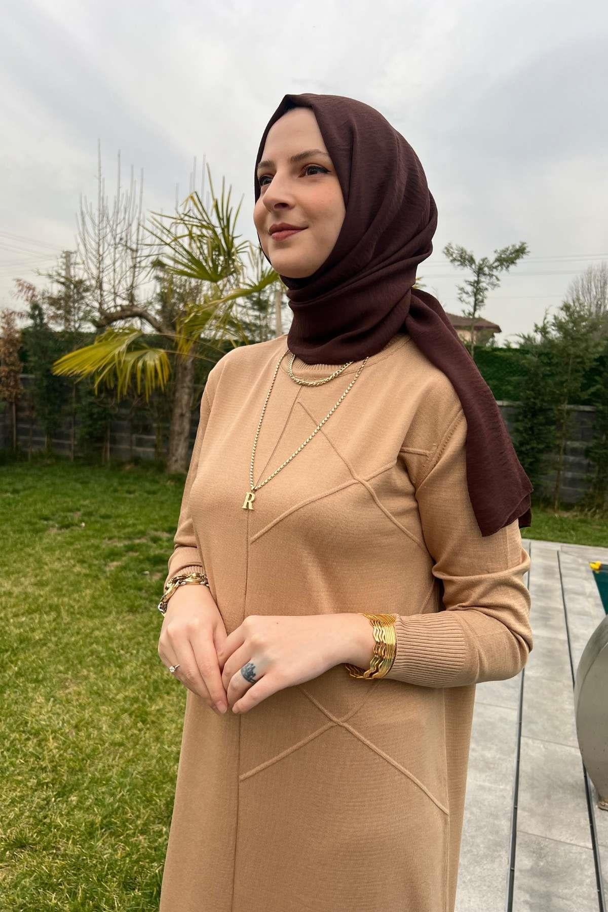 Armağan Gri Triko Elbise - Rabia Şamlı | Tesettür Giyim, Elbise ve Kadın Giyim Modası