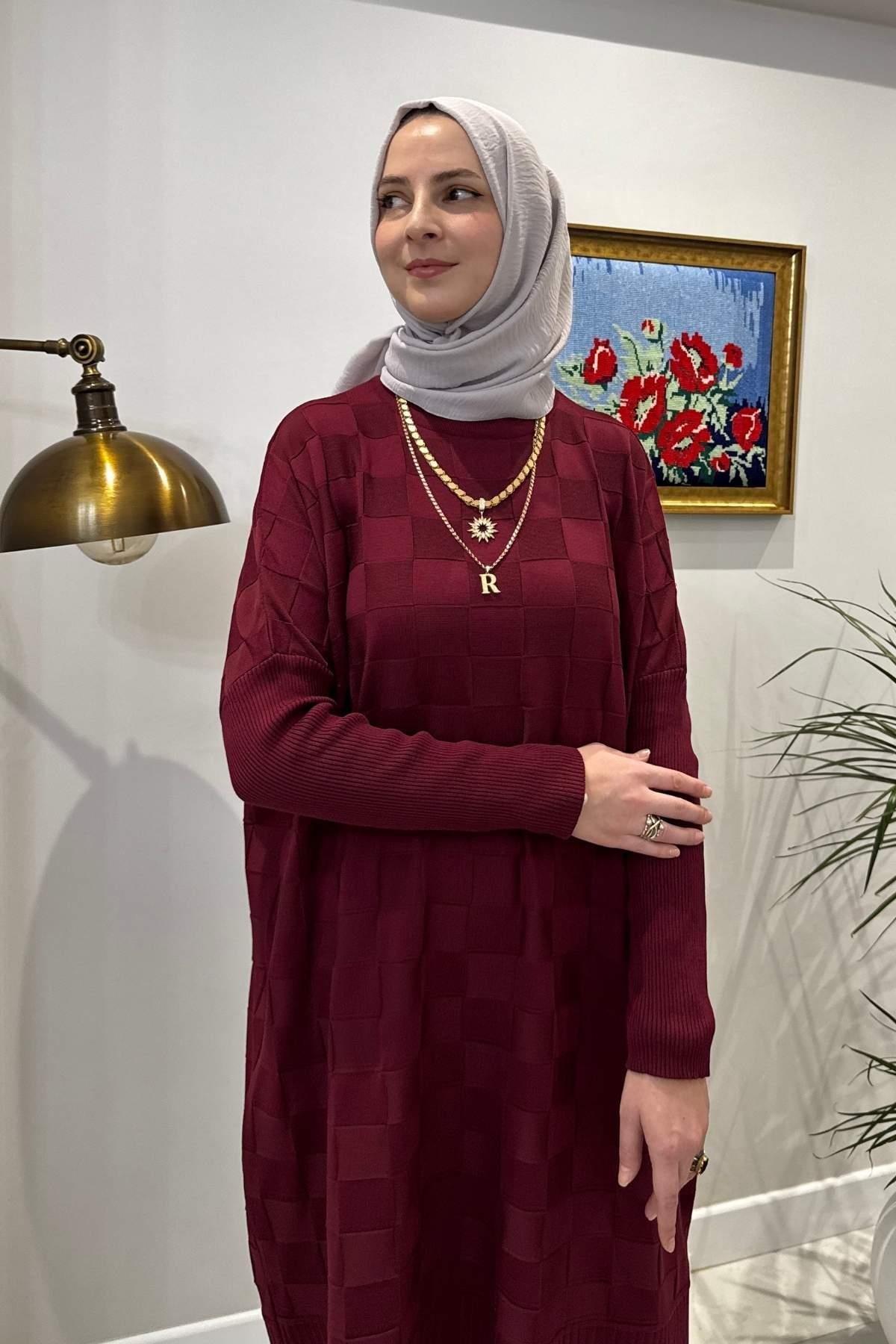 Hamiyet Çizgili Triko Tunik İndigo | Rabia Şamlı | Tesettür Giyim, Elbise ve Kadın Giyim Modası