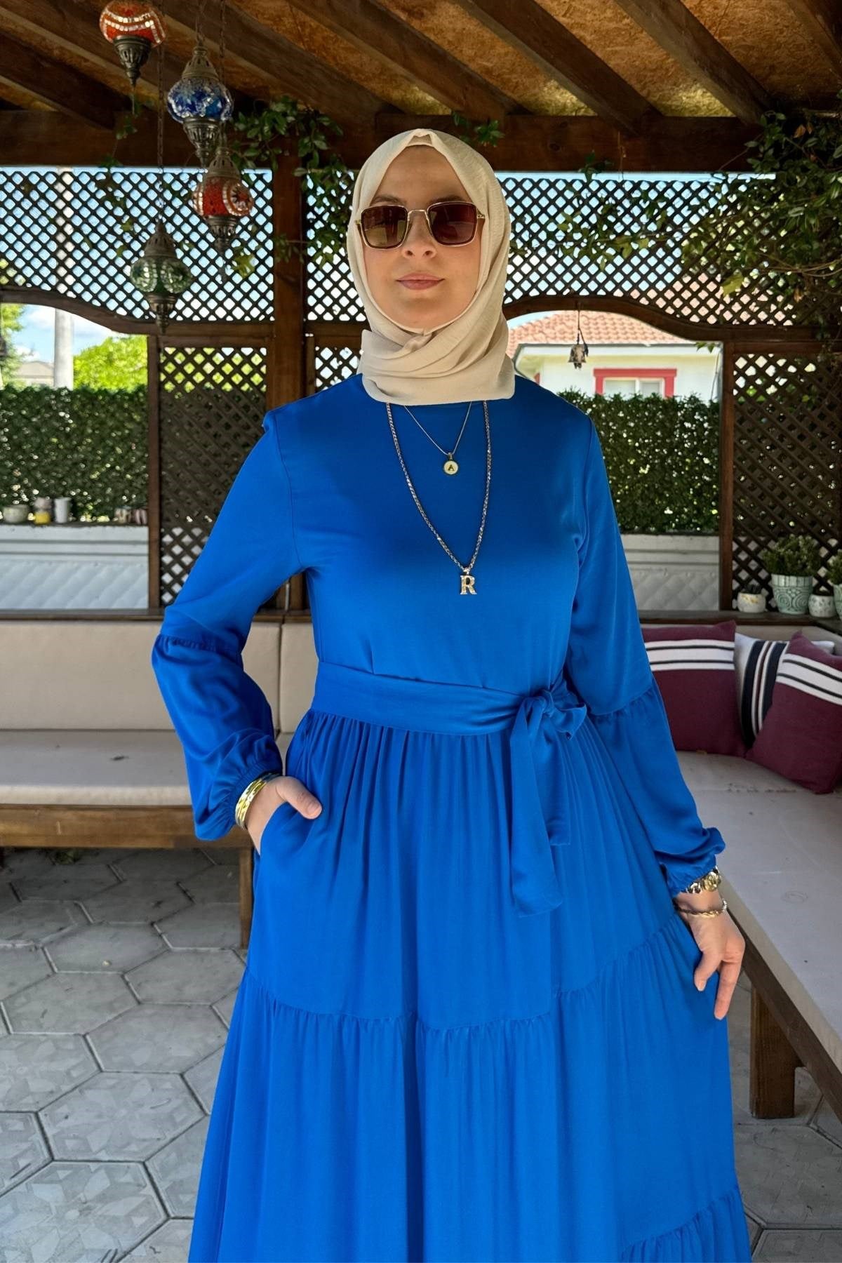 Asil Lacivert Elbise | Rabia Şamlı | Tesettür Giyim, Elbise ve Kadın Giyim Modası