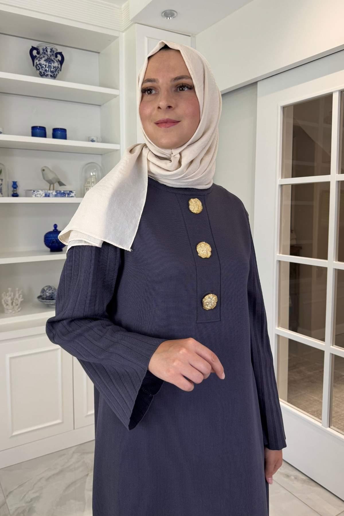 Banu Broşlu Triko Elbise Haki | Rabia Şamlı | Tesettür Giyim, Elbise ve Kadın Giyim Modası