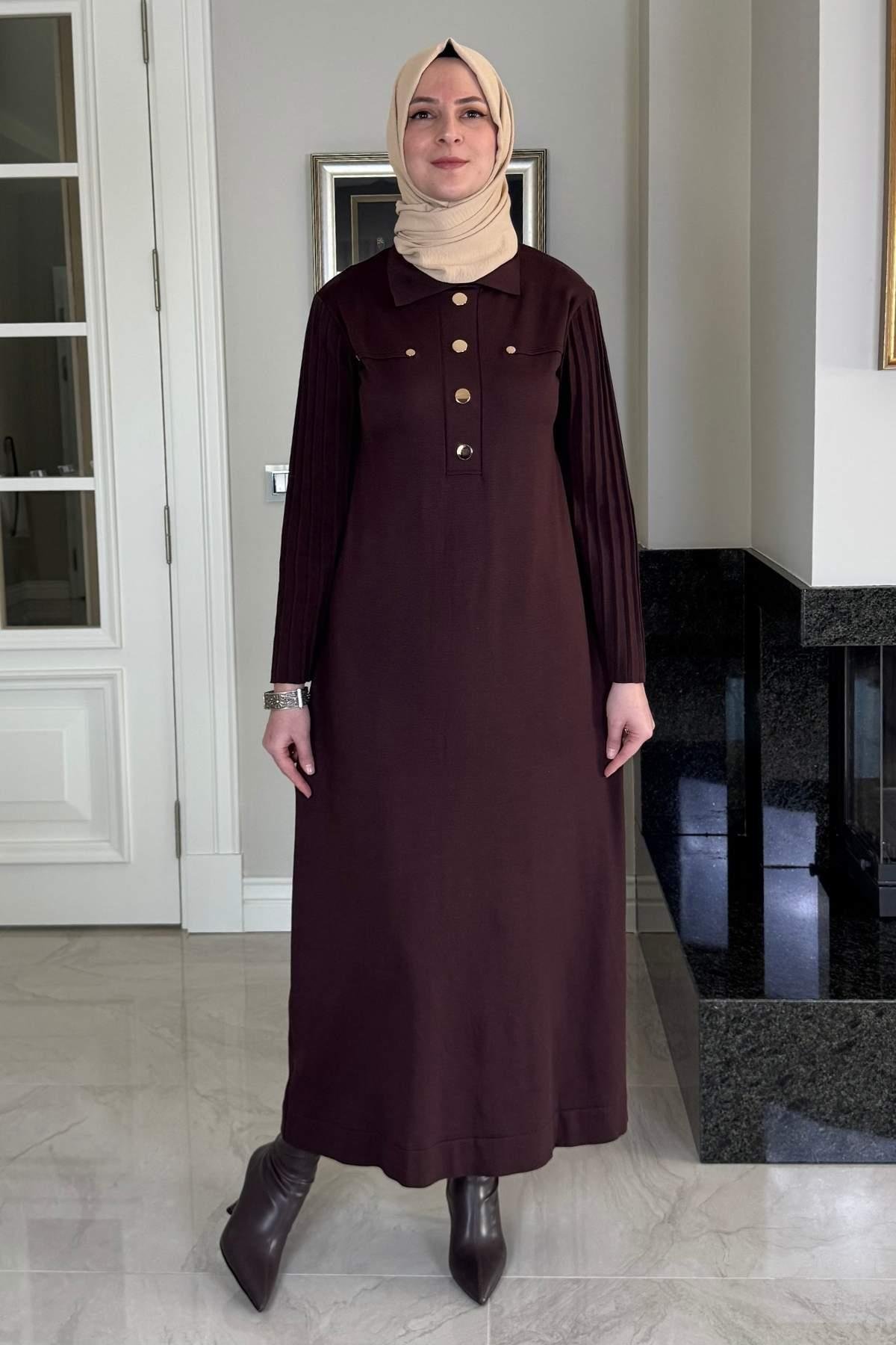 Biricik Kemerli Triko Elbise Taş | Rabia Şamlı | Tesettür Giyim, Elbise ve Kadın Giyim Modası
