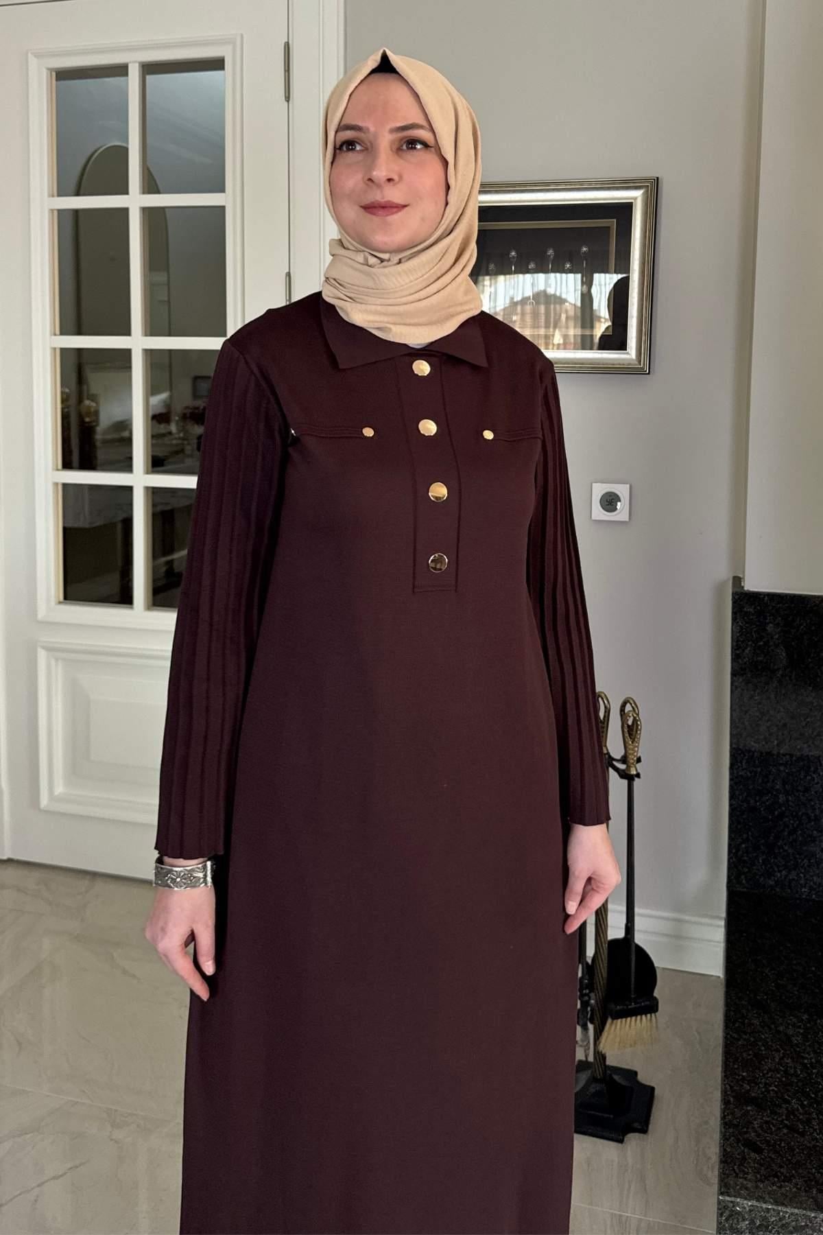 Biricik Kemerli Triko Elbise Taş | Rabia Şamlı | Tesettür Giyim, Elbise ve Kadın Giyim Modası