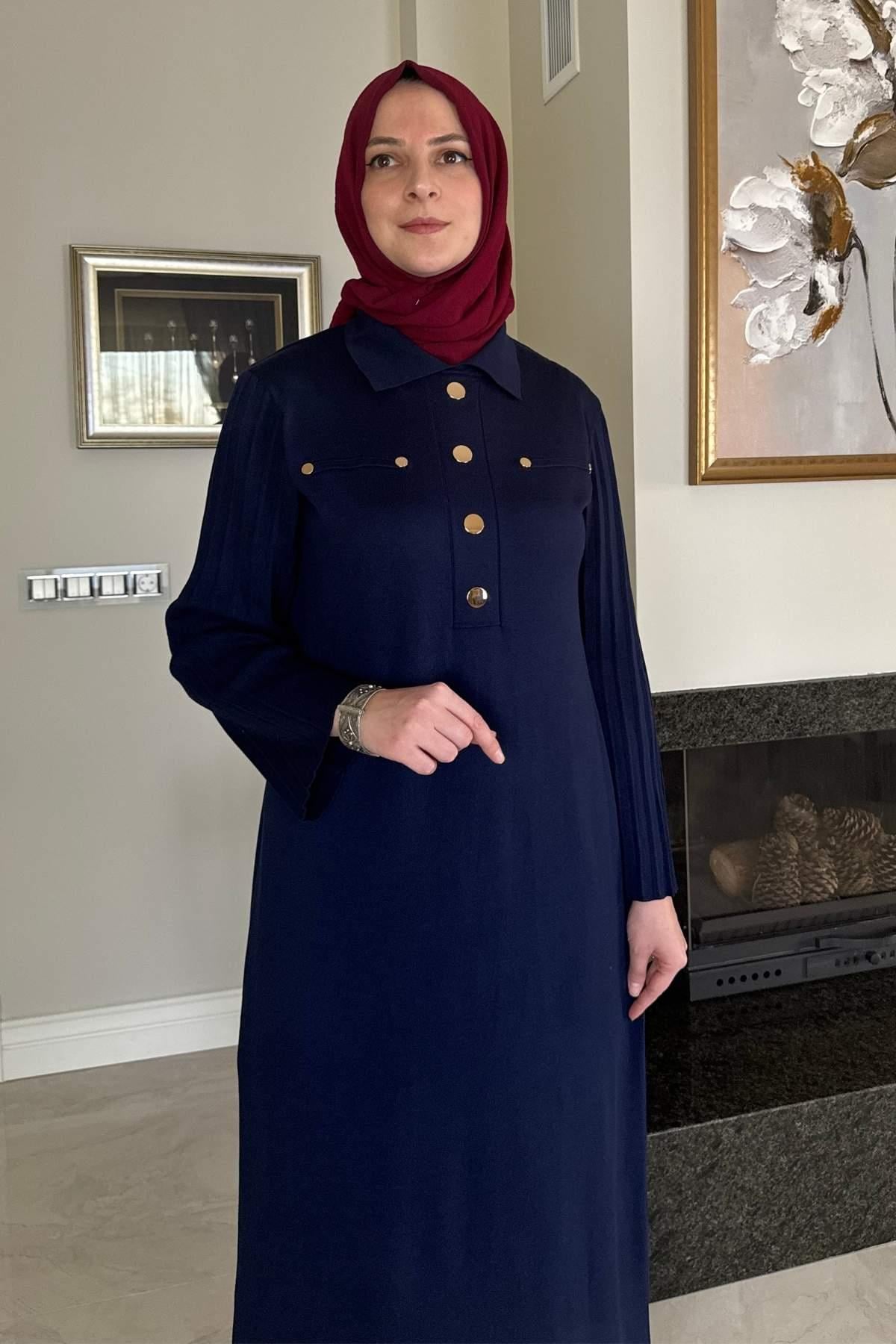 Biricik Kemerli Triko Elbise Taş | Rabia Şamlı | Tesettür Giyim, Elbise ve Kadın Giyim Modası