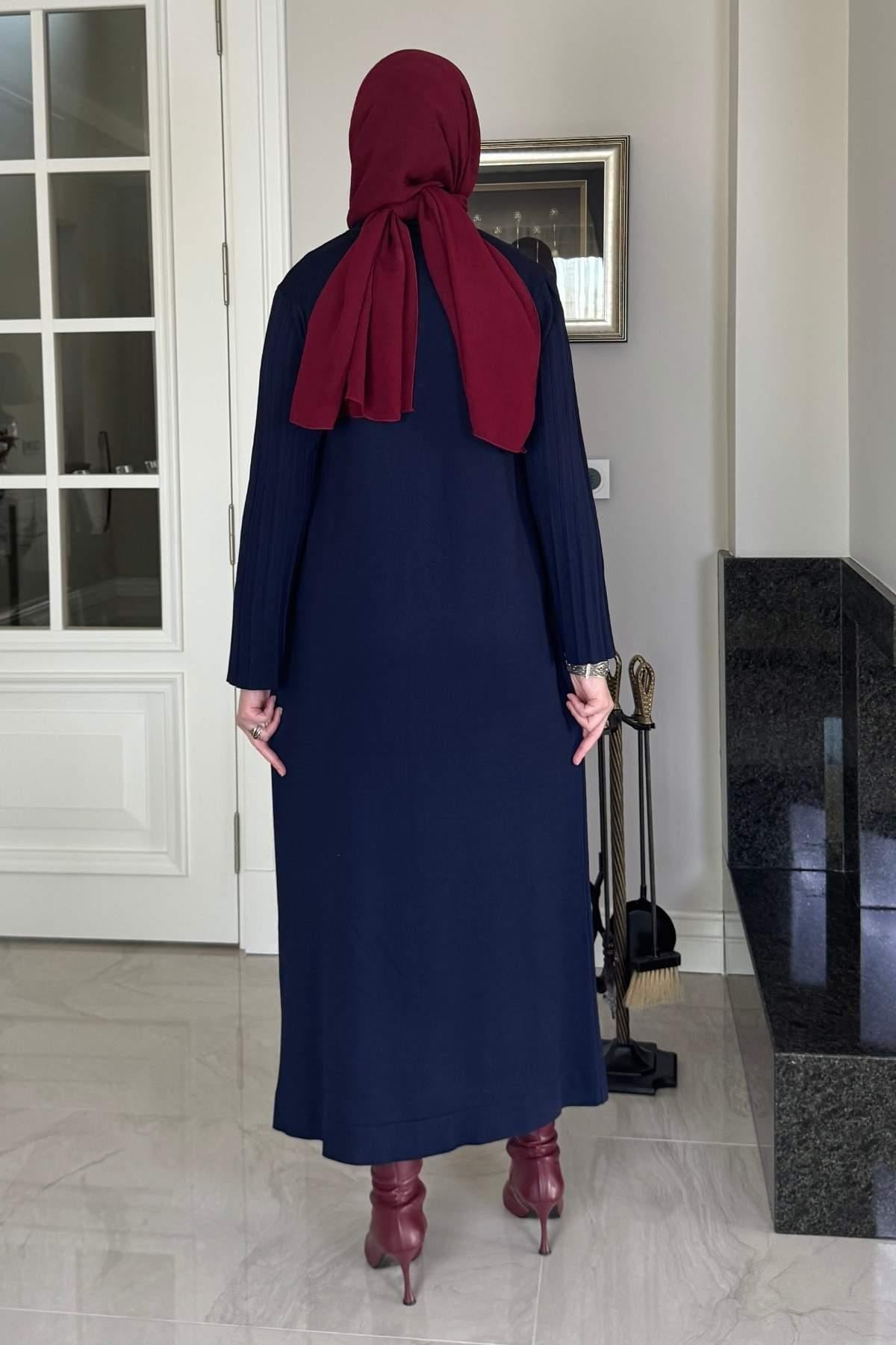 Biricik Kemerli Triko Elbise Taş | Rabia Şamlı | Tesettür Giyim, Elbise ve Kadın Giyim Modası