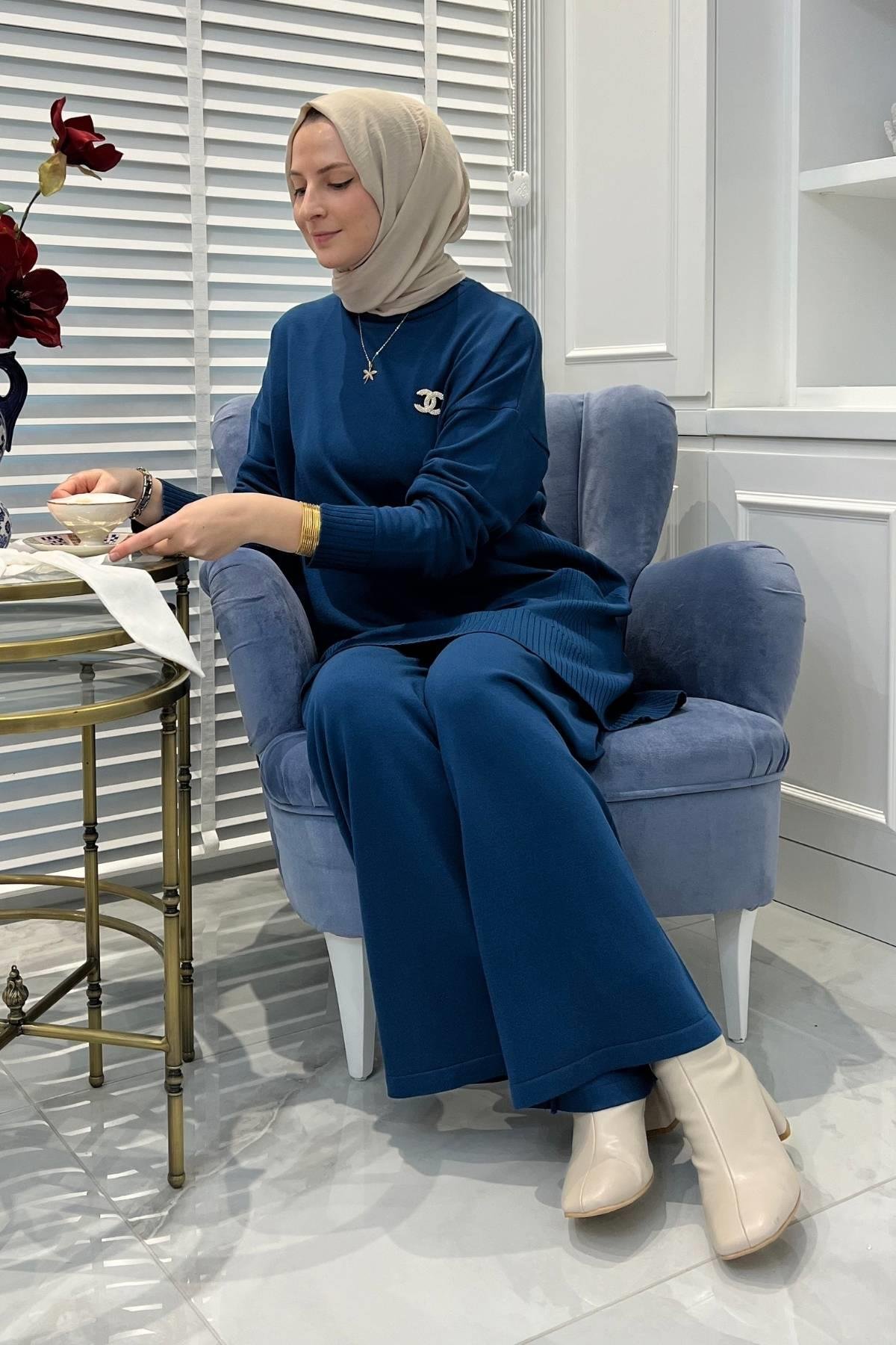 Beyza Antrasit Triko Takım - Rabia Şamlı | Tesettür Giyim, Elbise ve Kadın Giyim Modası