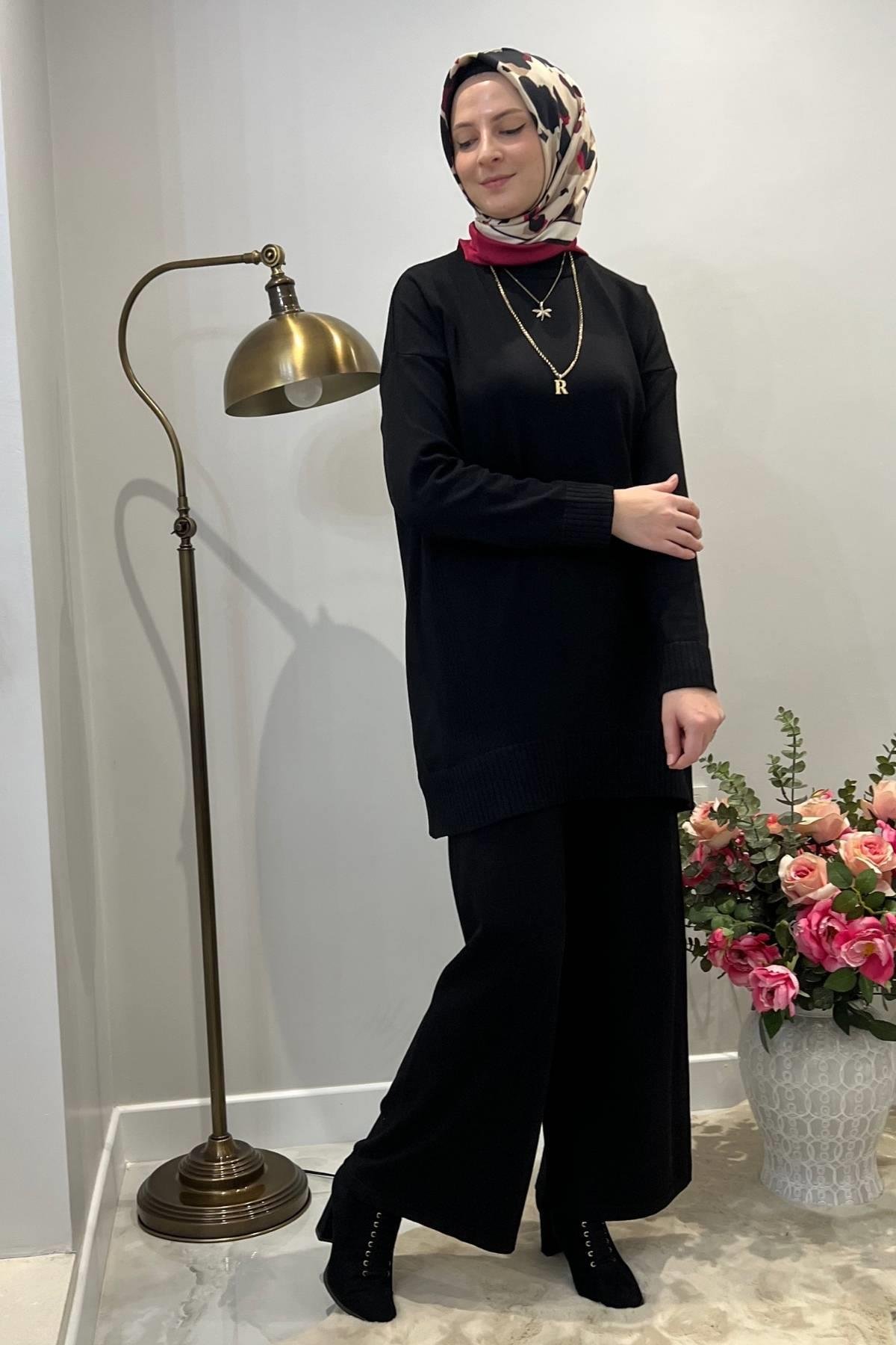 Beyza Antrasit Triko Takım - Rabia Şamlı | Tesettür Giyim, Elbise ve Kadın Giyim Modası