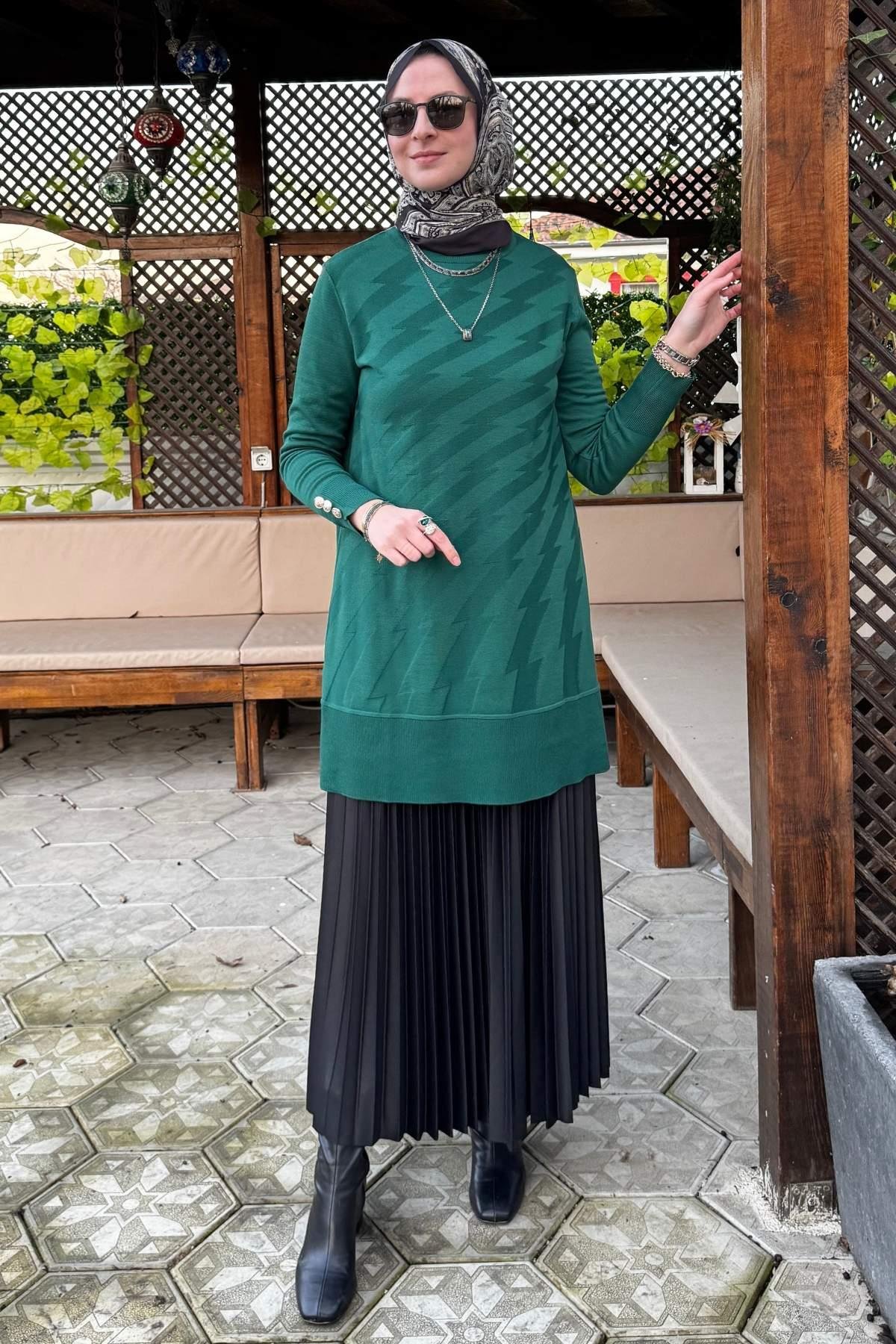 Bilge Siyah Triko Tunik | Rabia Şamlı | Tesettür Giyim, Elbise ve Kadın Giyim Modası