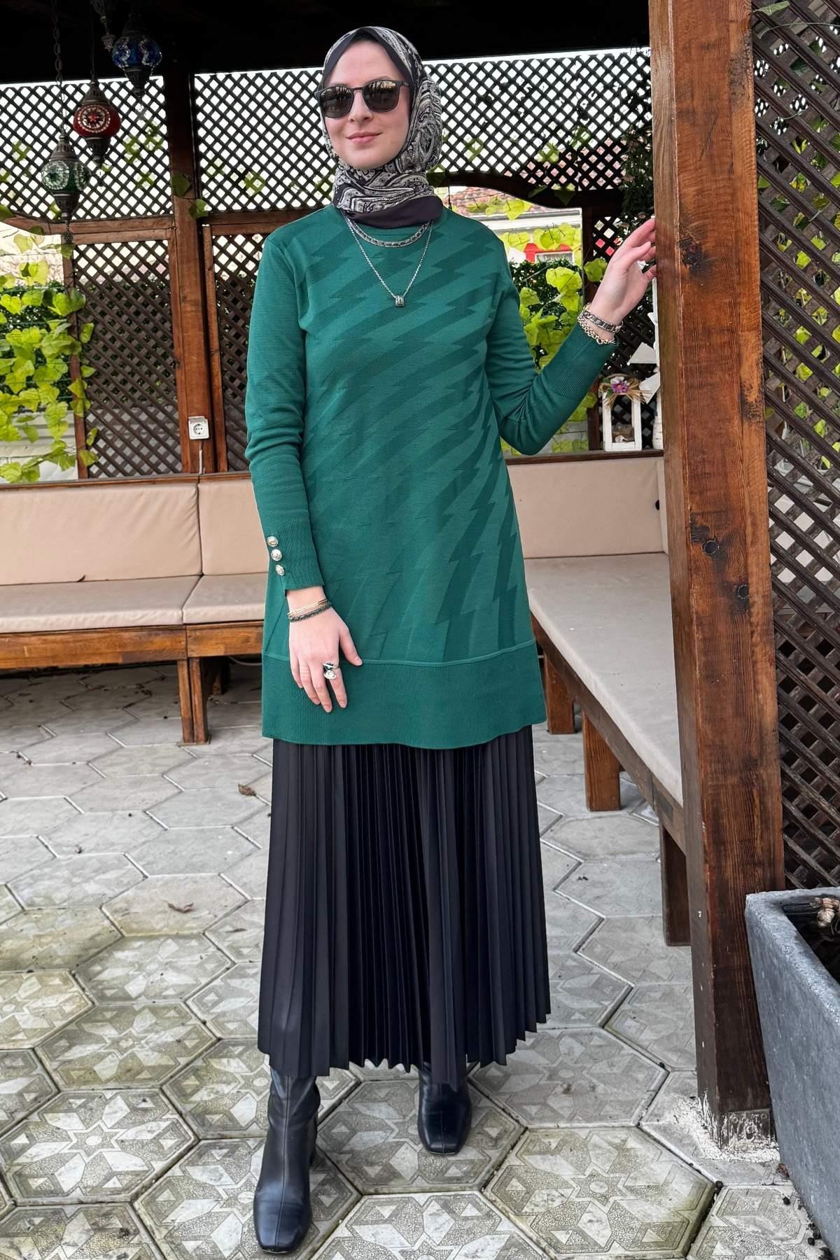 Bilge Siyah Triko Tunik | Rabia Şamlı | Tesettür Giyim, Elbise ve Kadın Giyim Modası