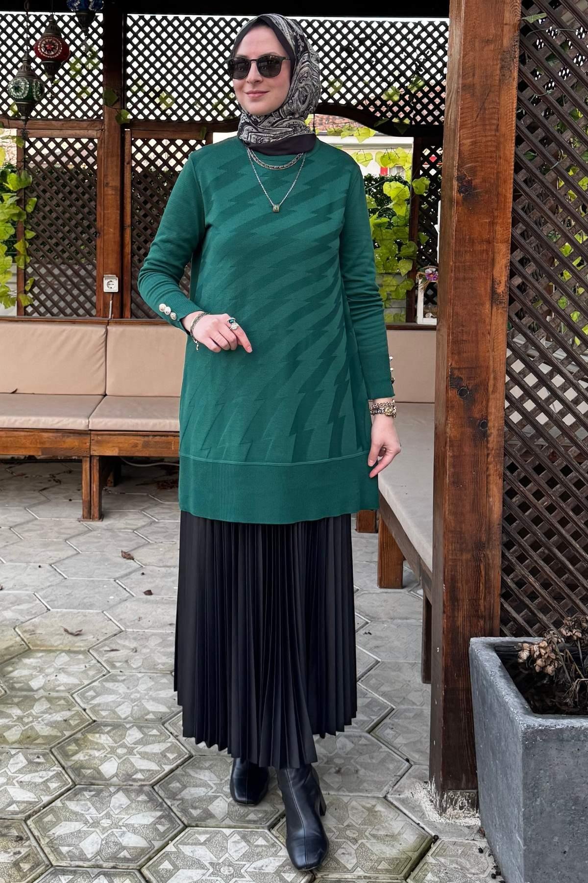 Bilge Siyah Triko Tunik | Rabia Şamlı | Tesettür Giyim, Elbise ve Kadın Giyim Modası
