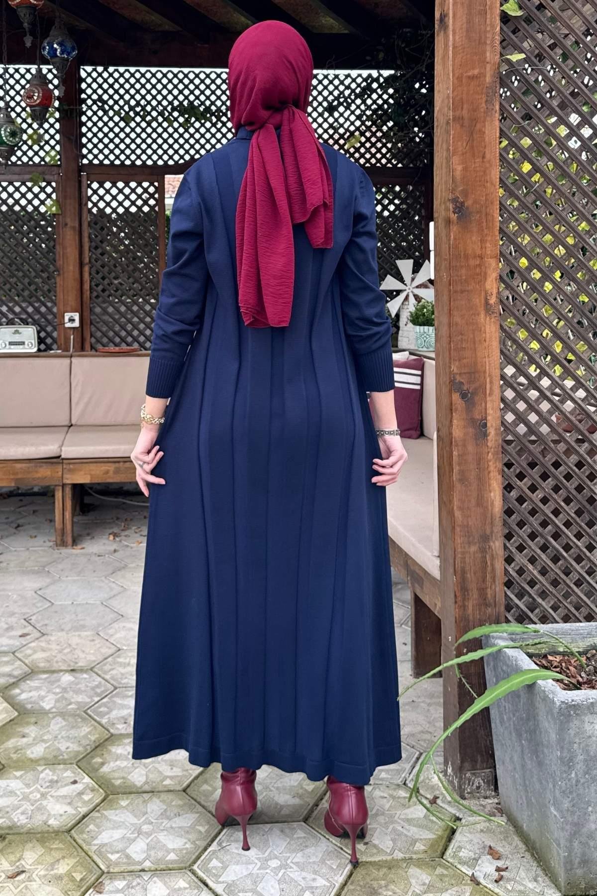 Şölen Fularlı Triko Elbise Acı Kahve | Rabia Şamlı | Tesettür Giyim, Elbise ve Kadın Giyim Modası