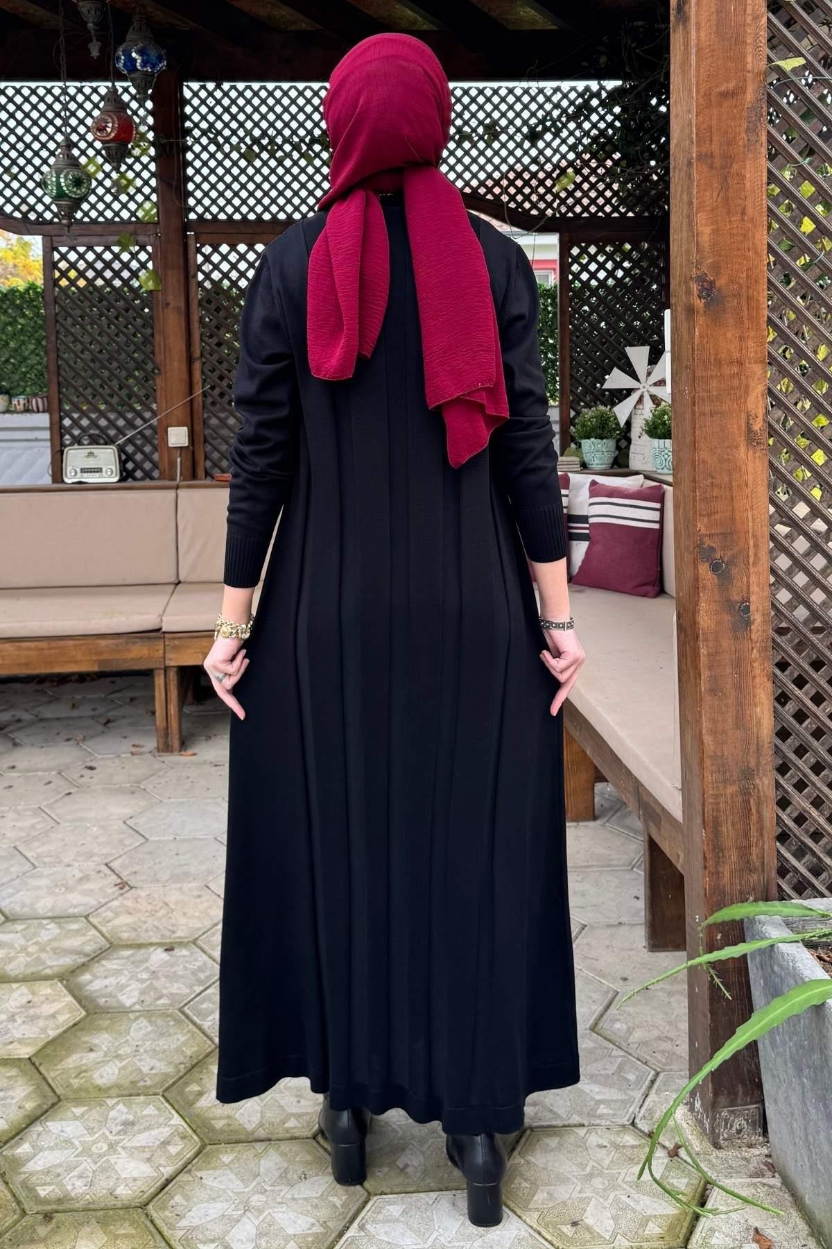 Şölen Fularlı Triko Elbise Acı Kahve | Rabia Şamlı | Tesettür Giyim, Elbise ve Kadın Giyim Modası