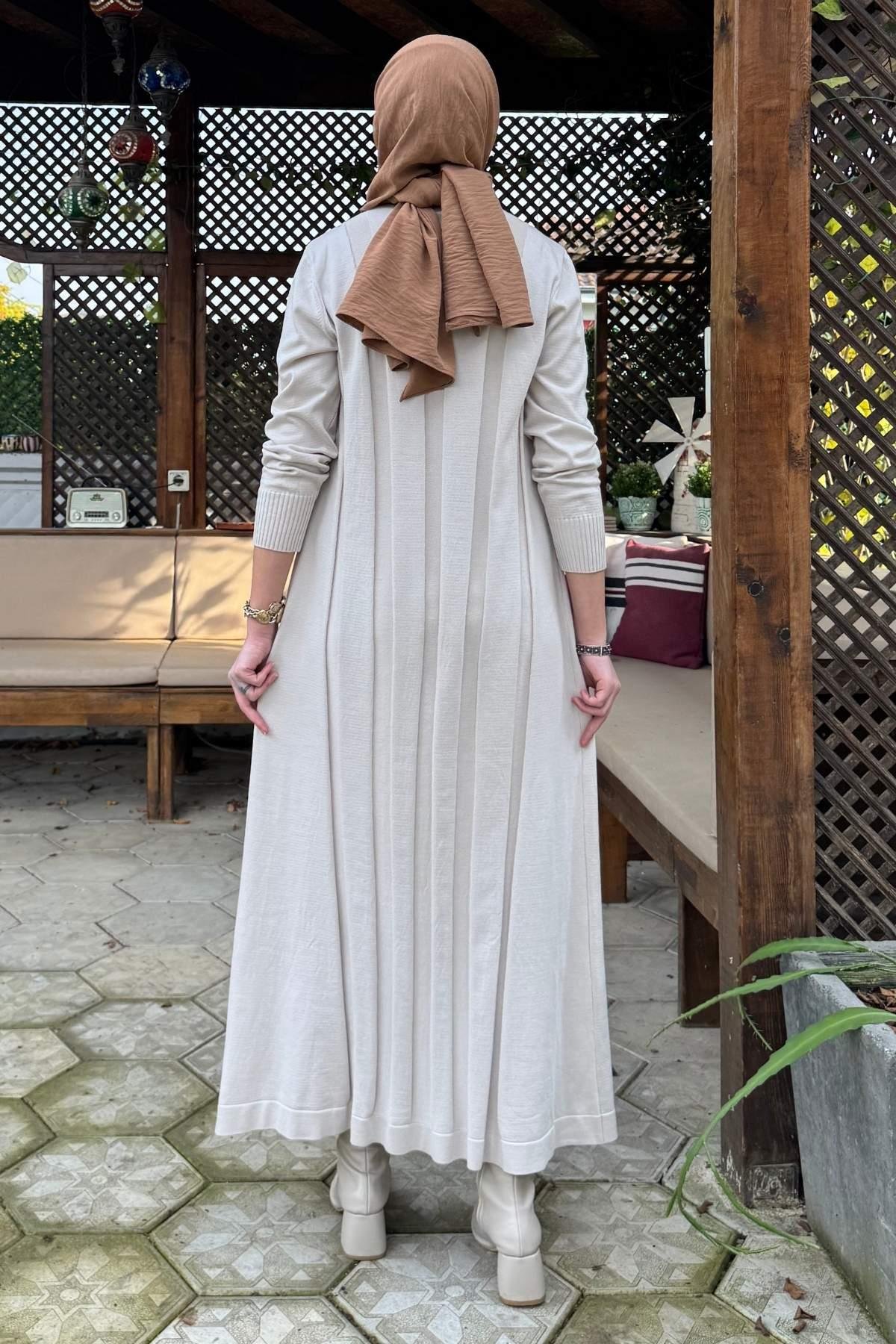 Şölen Fularlı Triko Elbise Acı Kahve | Rabia Şamlı | Tesettür Giyim, Elbise ve Kadın Giyim Modası