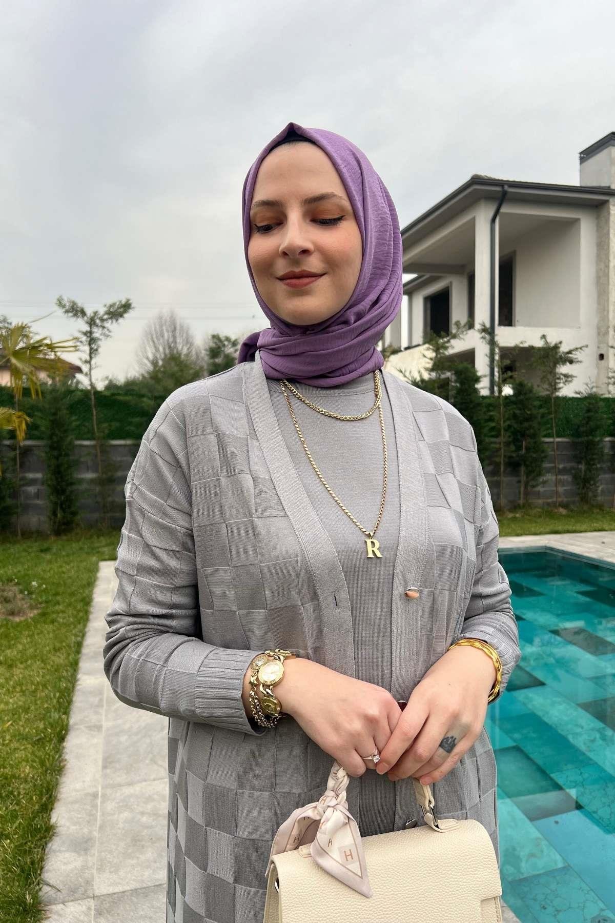 Manolya İndigo Triko Hırka | Rabia Şamlı | Tesettür Giyim, Elbise ve Kadın Giyim Modası