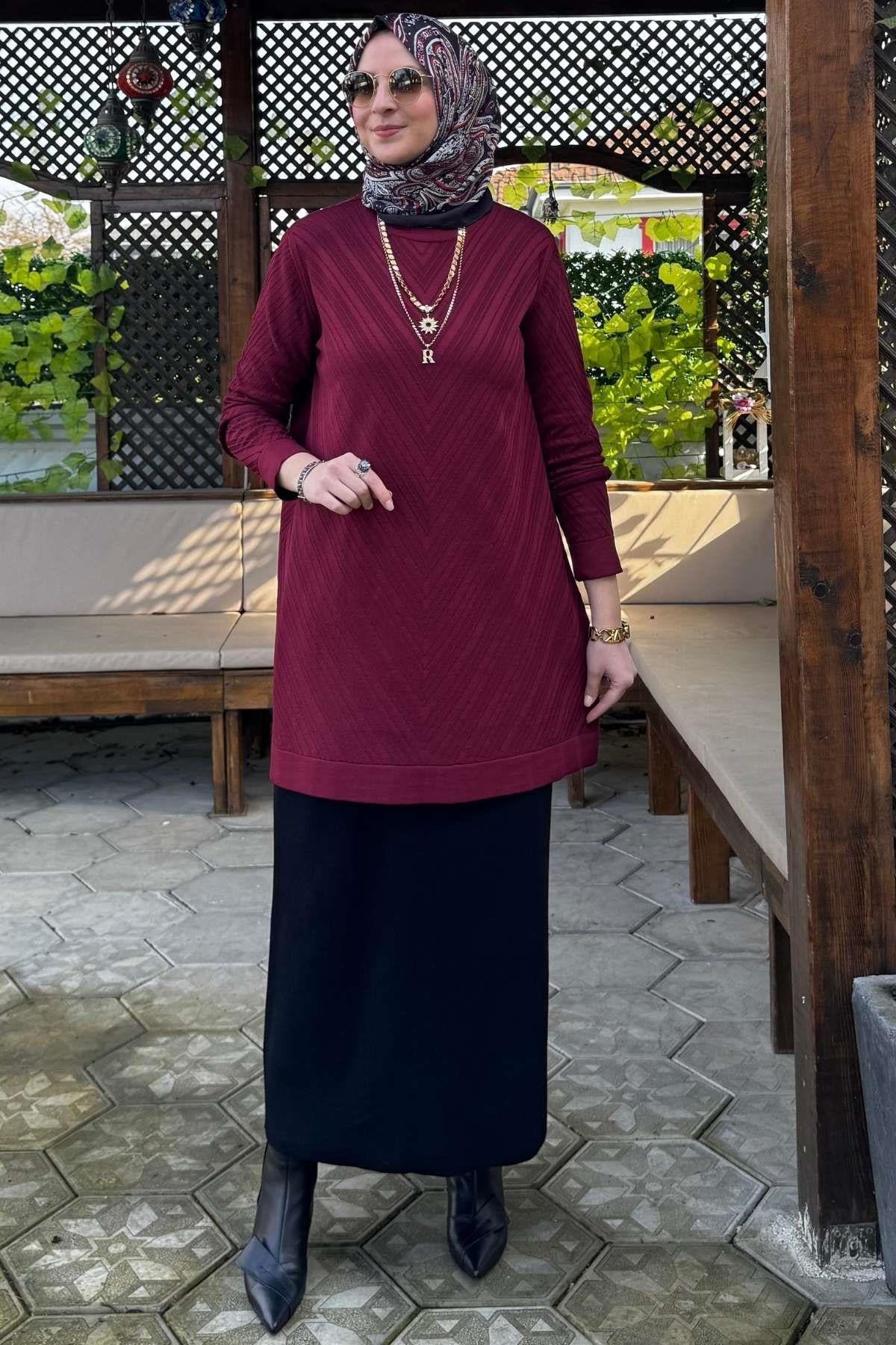 Arzu Triko Tunik Antrasit | Rabia Şamlı | Tesettür Giyim, Elbise ve Kadın Giyim Modası