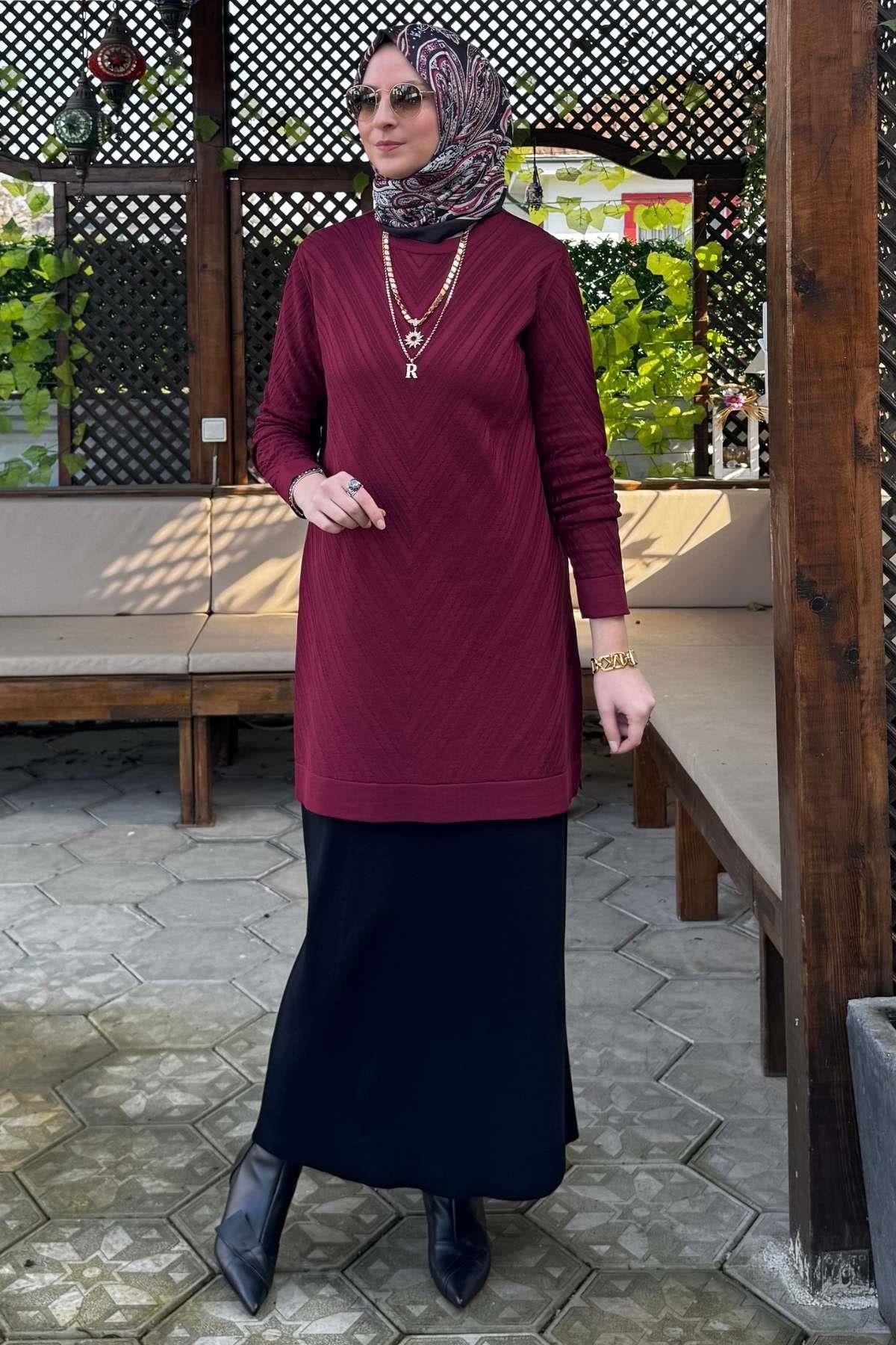 Arzu Triko Tunik Antrasit | Rabia Şamlı | Tesettür Giyim, Elbise ve Kadın Giyim Modası